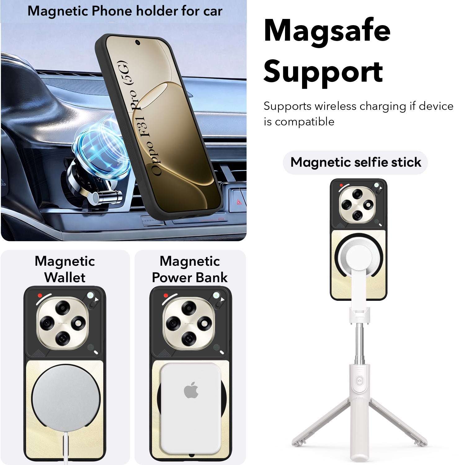 For Oppo F31 Pro Back Cover Case Lifetime Anti-Yellow Clear (Camera Protection | Side Grip | Wireless MagSafe Compatible)