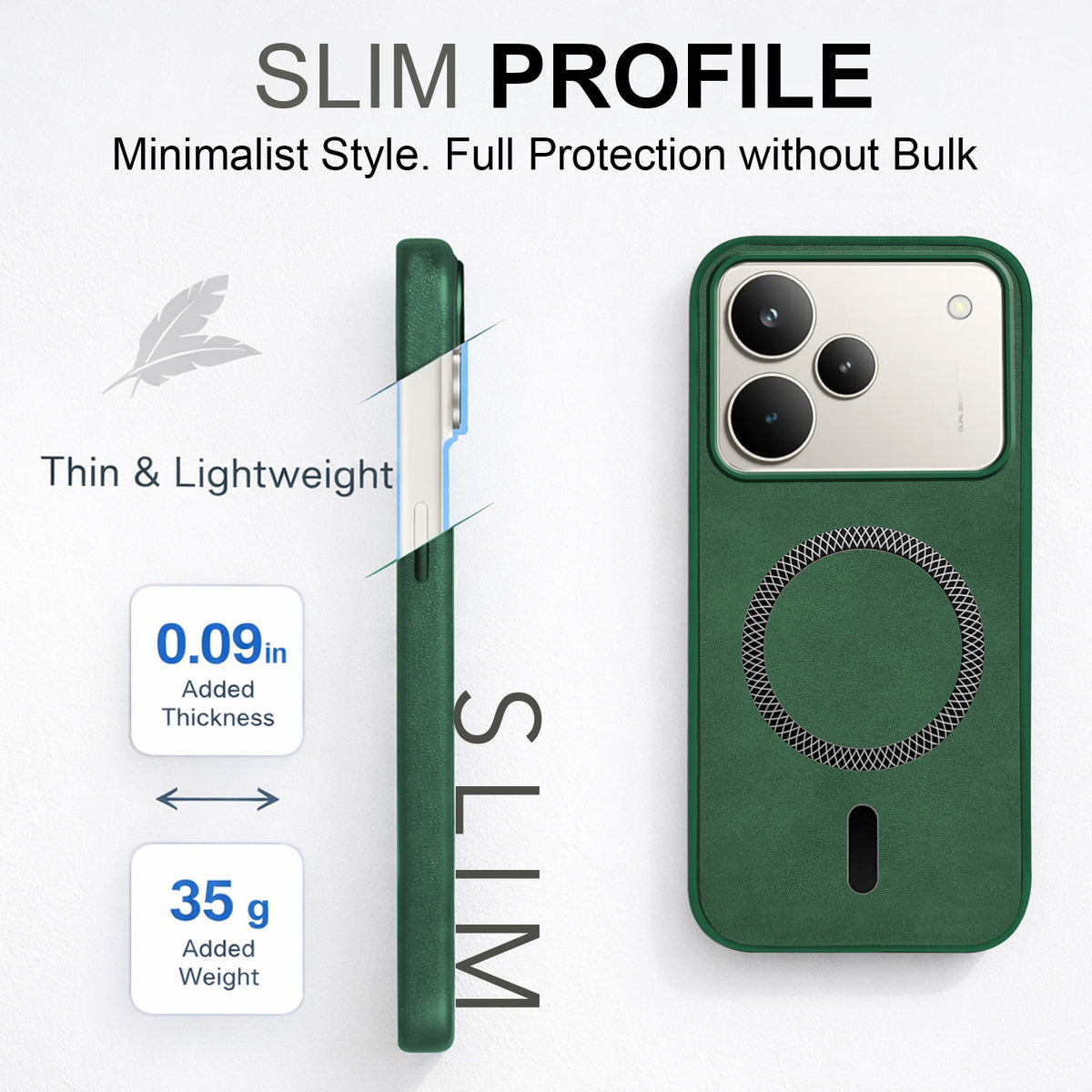 For Realme P4 Pro Back Cover Case Leather Finish (MagSafe Compatible Wireless Charging | Soft Touch | Camera Bump Protection)