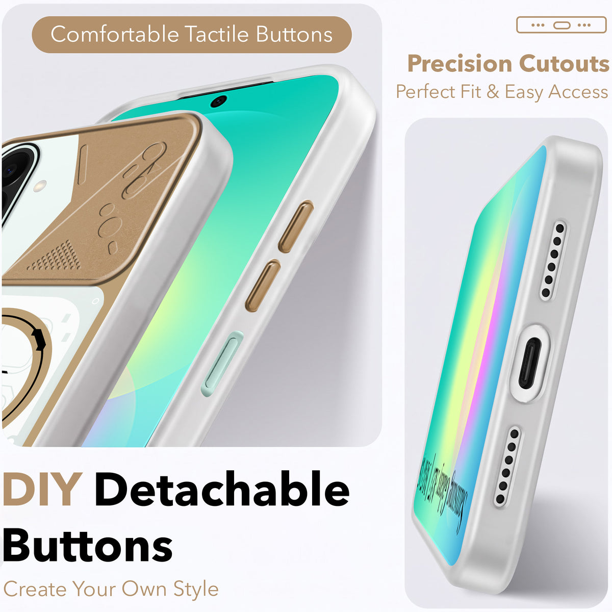 For Samsung Galaxy A27 5G | Galaxy M47 5G Metallic Back Cover Case (Metallic Camera Protection & Buttons | Translucent Milky Shade | Hard Polycarbonate)