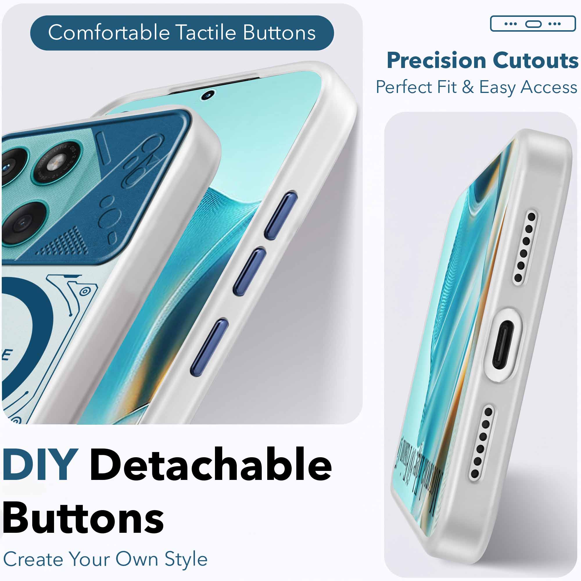 For Motorola Moto Edge 60 Fusion Metallic Back Cover Case (Metallic Camera Protection & Buttons | Translucent Milky Shade | Hard Polycarbonate)