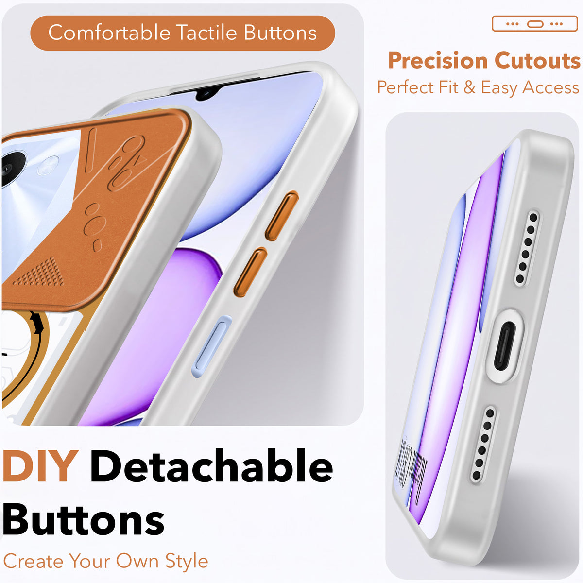 For Realme C83 5G Metallic Back Cover Case (Metallic Camera Protection & Buttons | Translucent Milky Shade | Hard Polycarbonate)