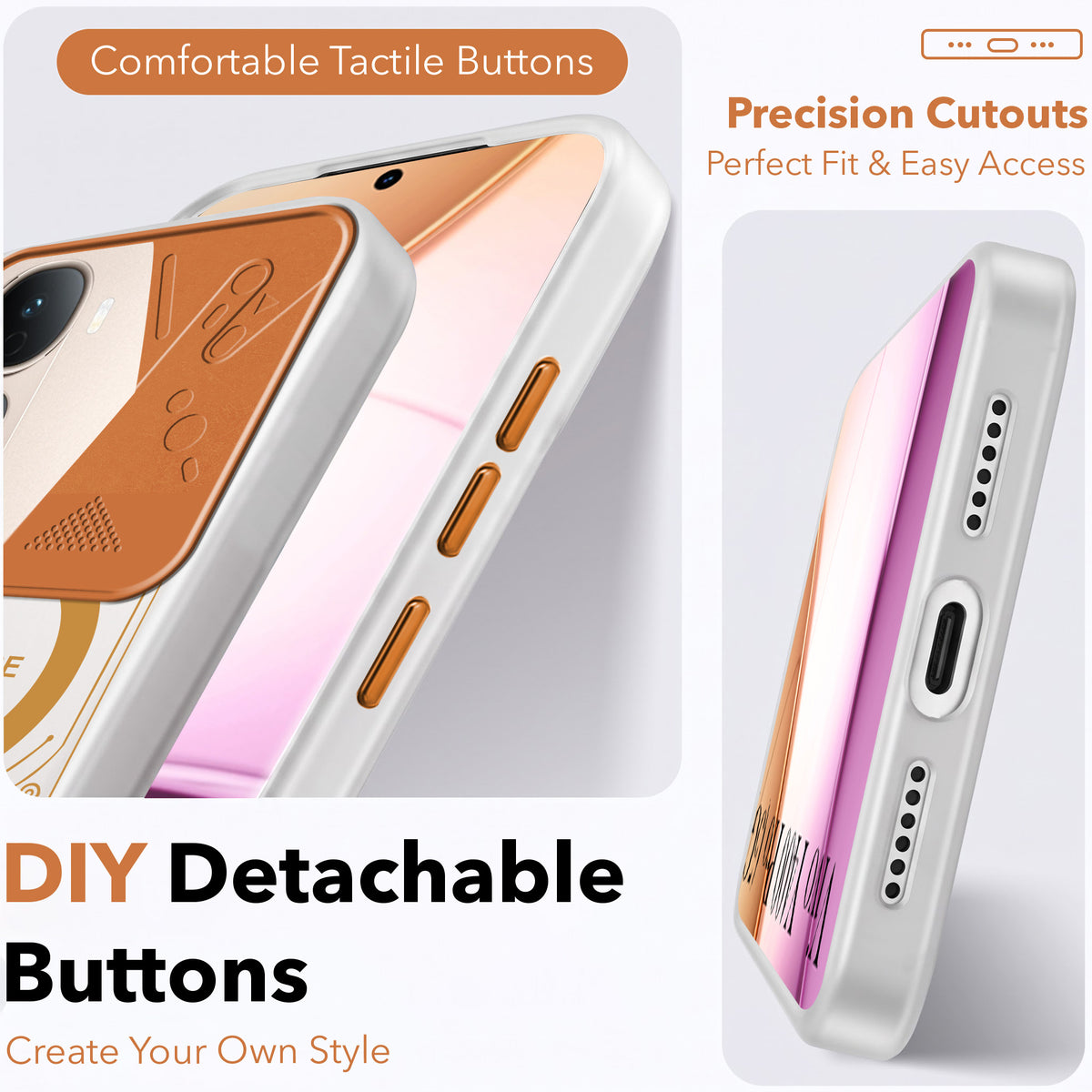 For Vivo Y400 Pro Metallic Back Cover Case (Metallic Camera Protection & Buttons | Translucent Milky Shade | Hard Polycarbonate)