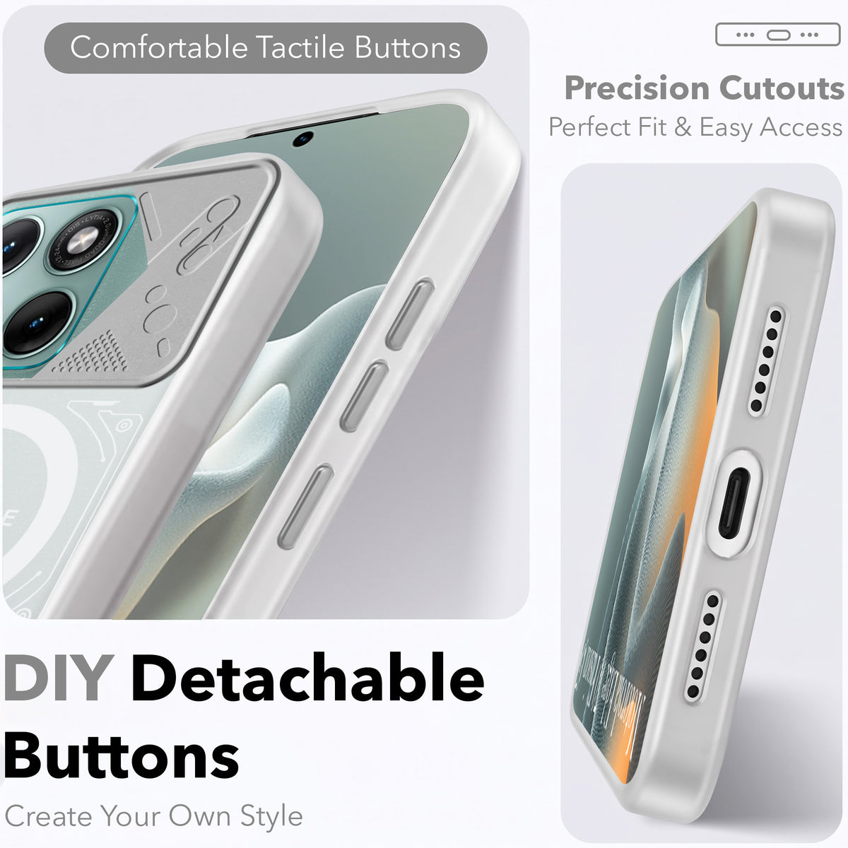 For Motorola Moto Edge 70 Fusion Metallic Back Cover Case (Metallic Camera Protection & Buttons | Translucent Milky Shade | Hard Polycarbonate)