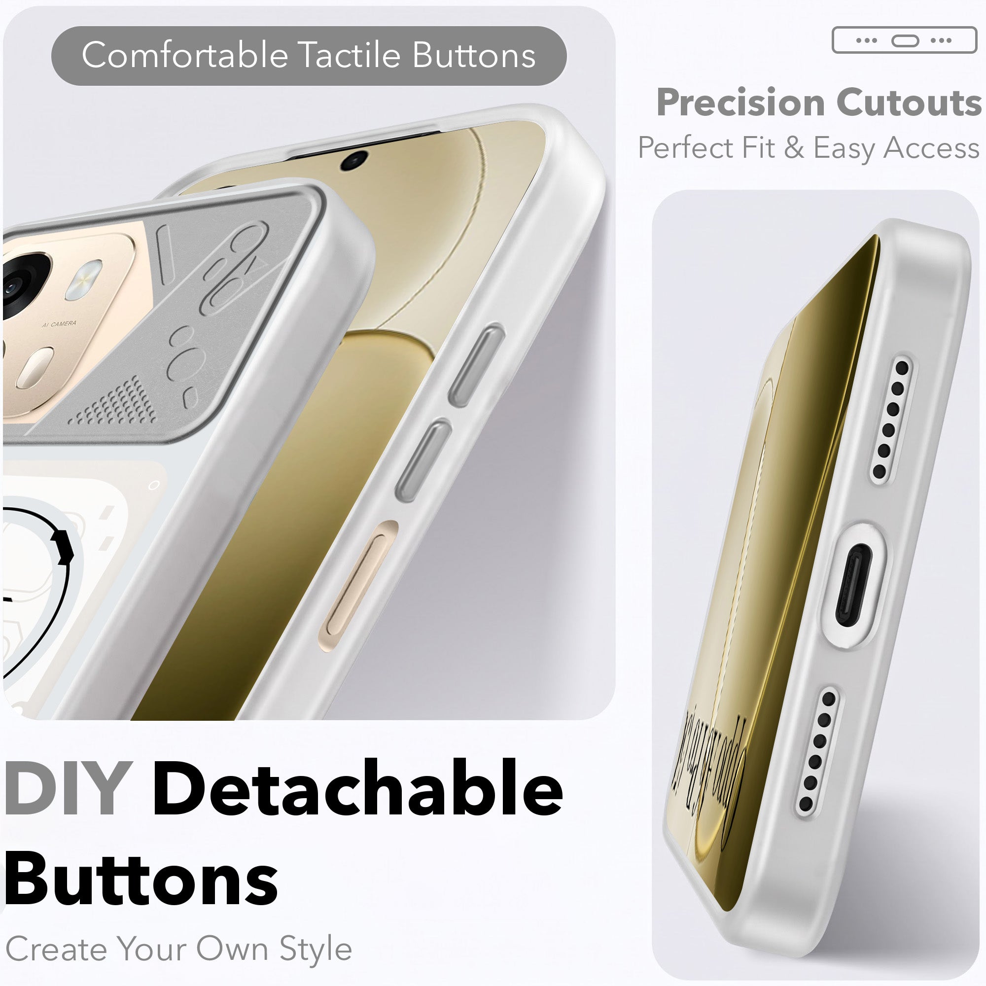 For Oppo A6 Pro Metallic Back Cover Case (Metallic Camera Protection & Buttons | Translucent Milky Shade | Hard Polycarbonate)