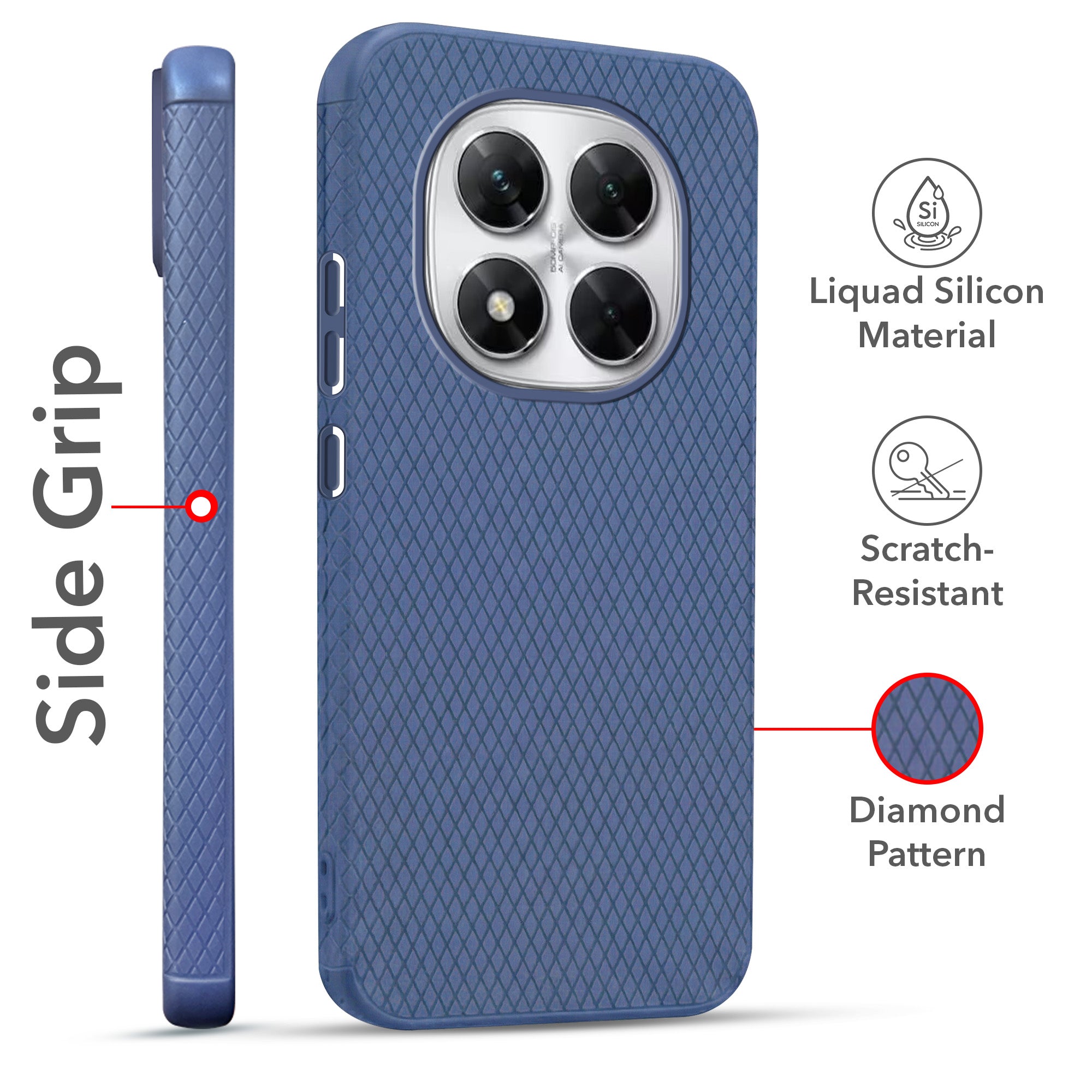 For Xiaomi Poco X7 Combo with Back Cover and 9H Tempered Glass (Liquid Silicone | Camera Protection | Oleophobic Coating Screen Glass)