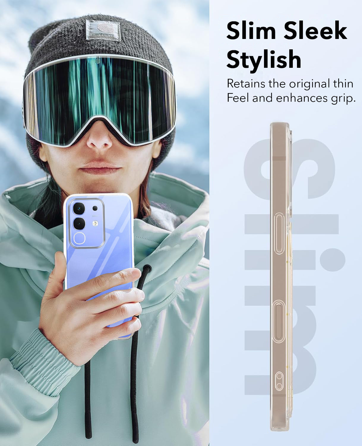 For Vivo iQOO Z10x Combo with Back Cover and 9H Tempered Glass (Lifetime Anti-Yellow | Sleek Hard Crystal | Oleophobic Coating Screen Glass)