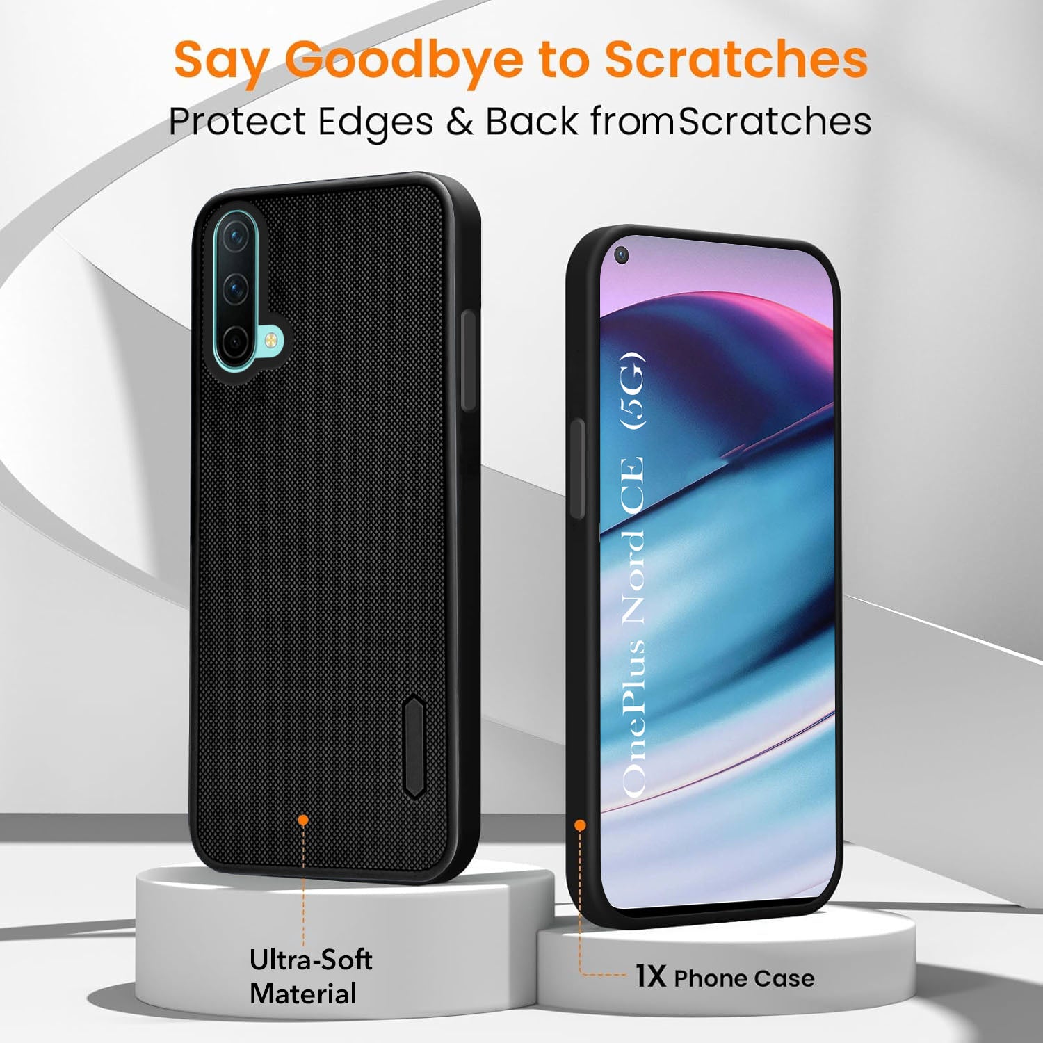 For OnePlus Nord CE 5G Combo (Textured Grip Design | Micro-Fiber Cloth Inside | Oleophobic Coating Screen Glass)
