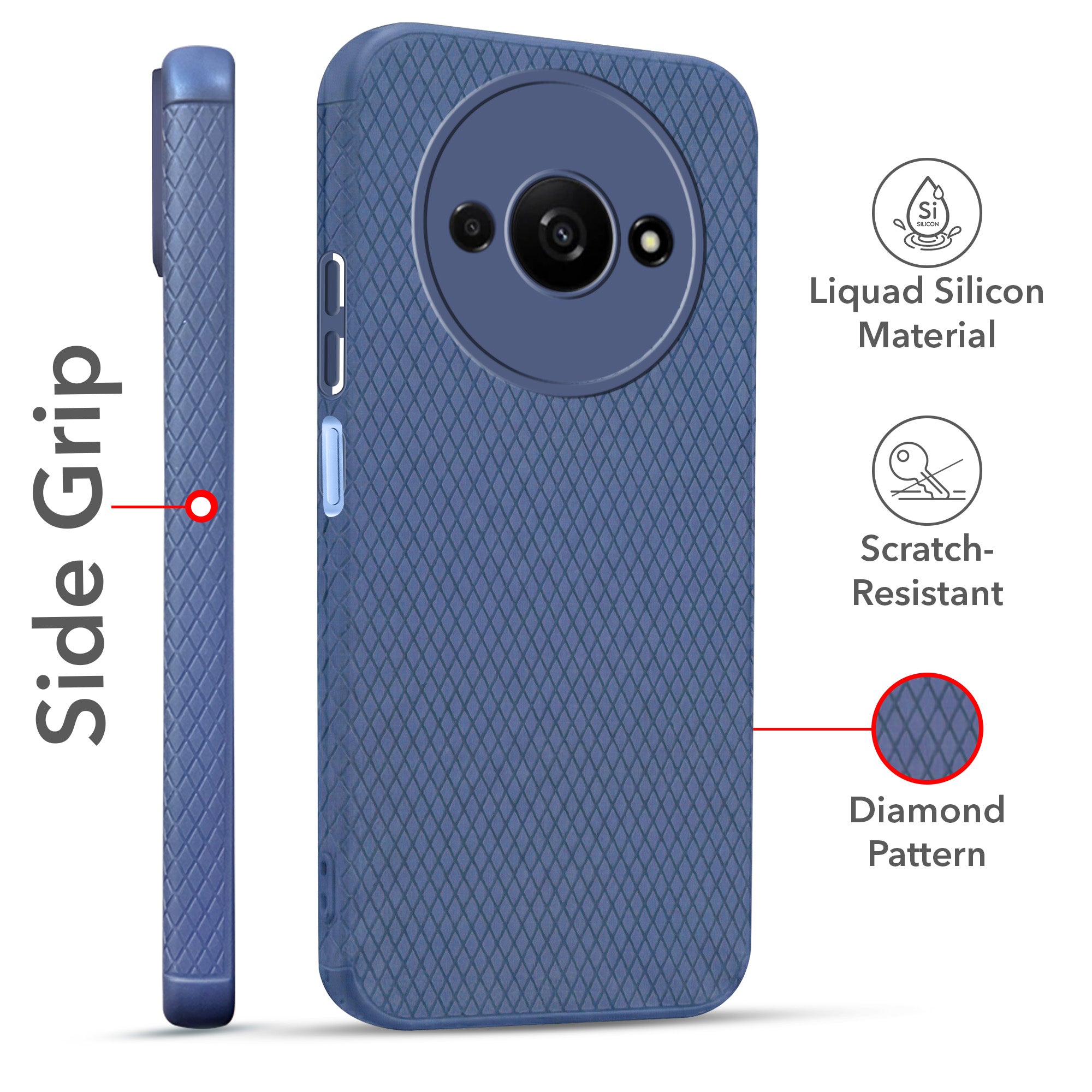 For Redmi A3 2024 | Redmi A3x Combo with Back Cover and 9H Tempered Glass (Liquid Silicone | Camera Protection | Oleophobic Coating Screen Glass)