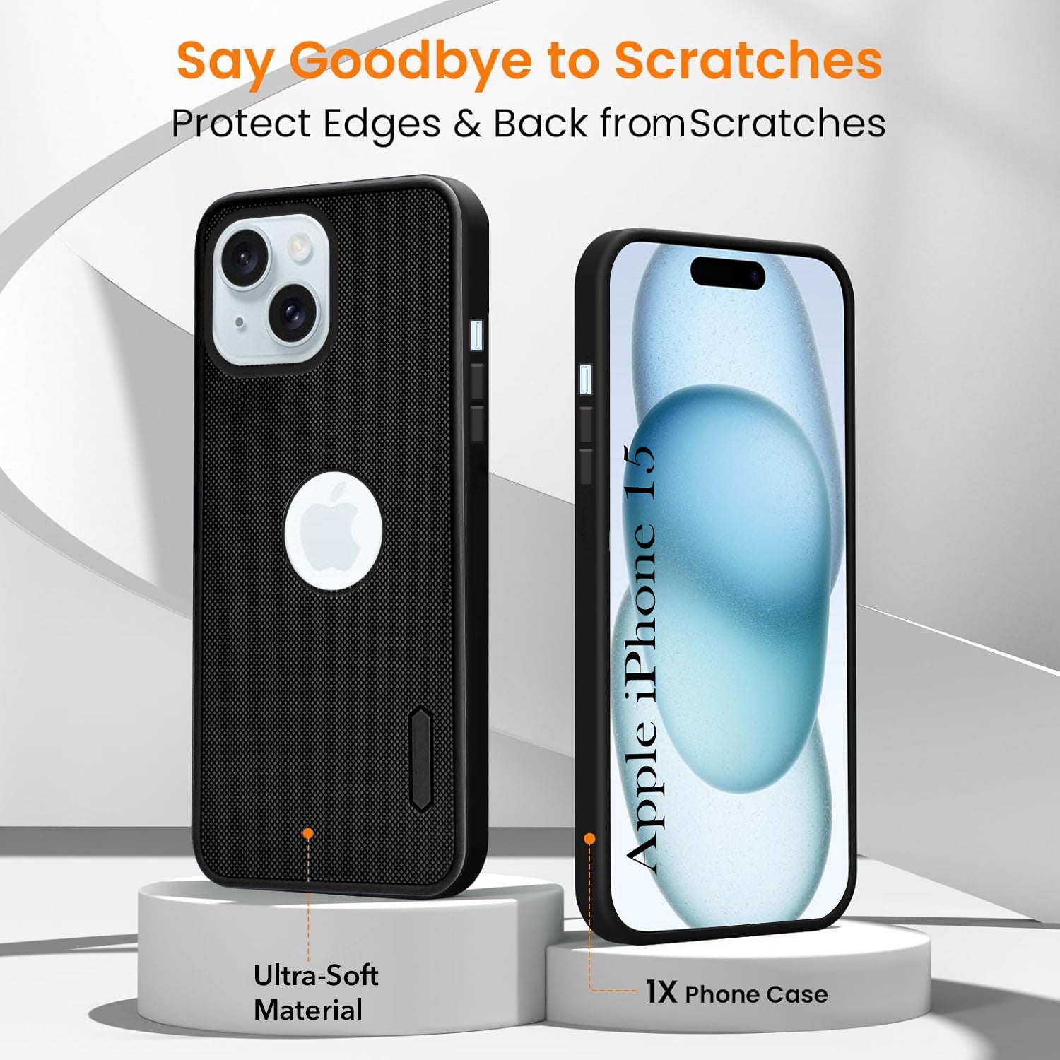 For Apple iPhone 15 Combo (Textured Grip Design | Micro-Fiber Cloth Inside | Oleophobic Coating Screen Glass)