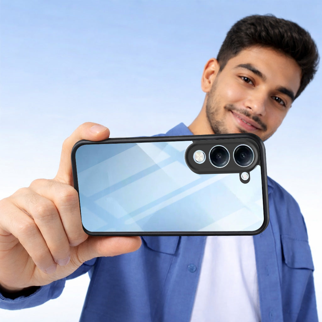 For Vivo iQOO Z10 Lite Combo with Back Cover and 9H Tempered Glass (Lifetime Anti-Yellow | Crystal Clear Shockproof | Oleophobic Coating Screen Glass)