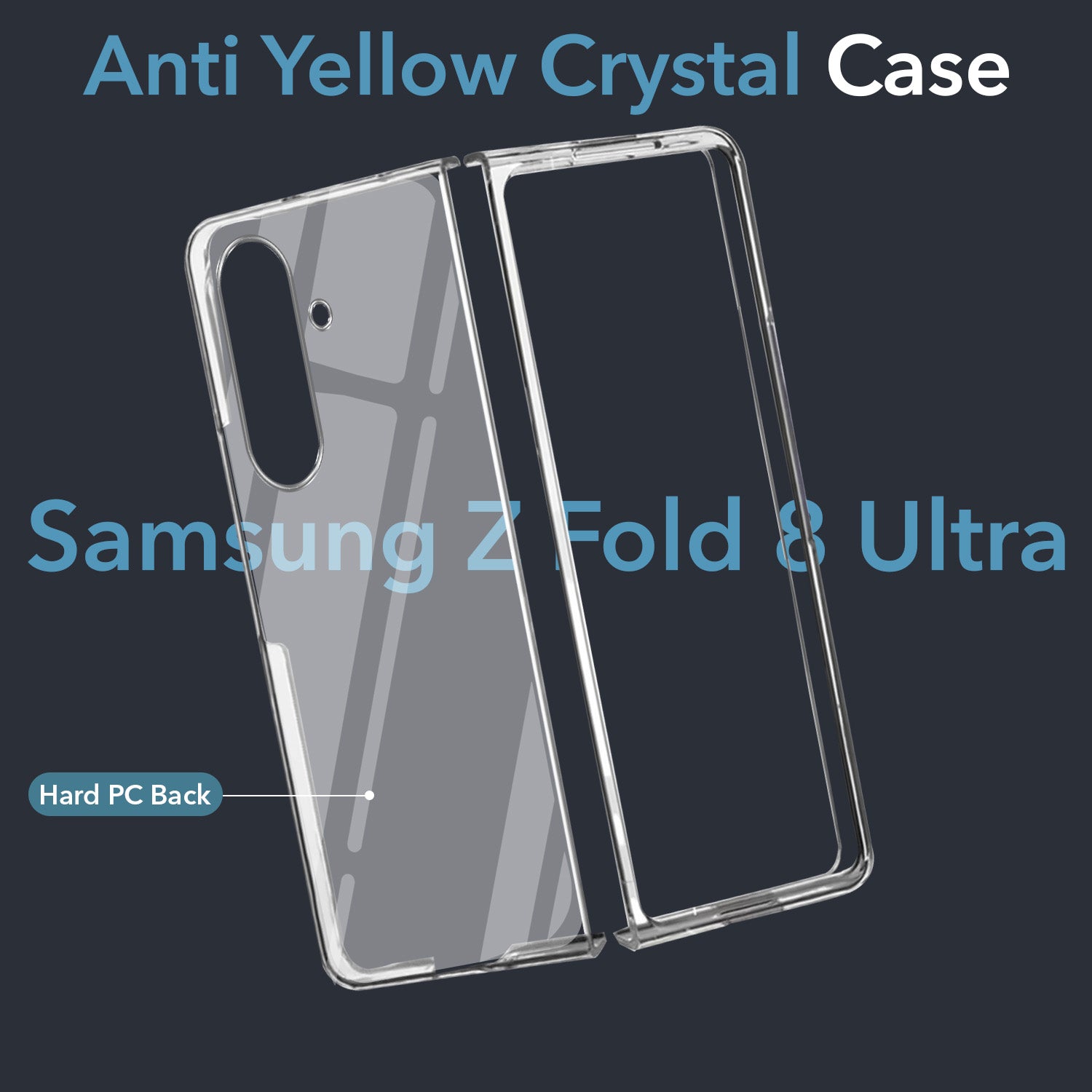 For Samsung Galaxy Z Fold 8 Ultra Back Cover Case Lifetime Anti-Yellow Clear (Sleek Hard Crystal | Shockproof and Camera Protection)
