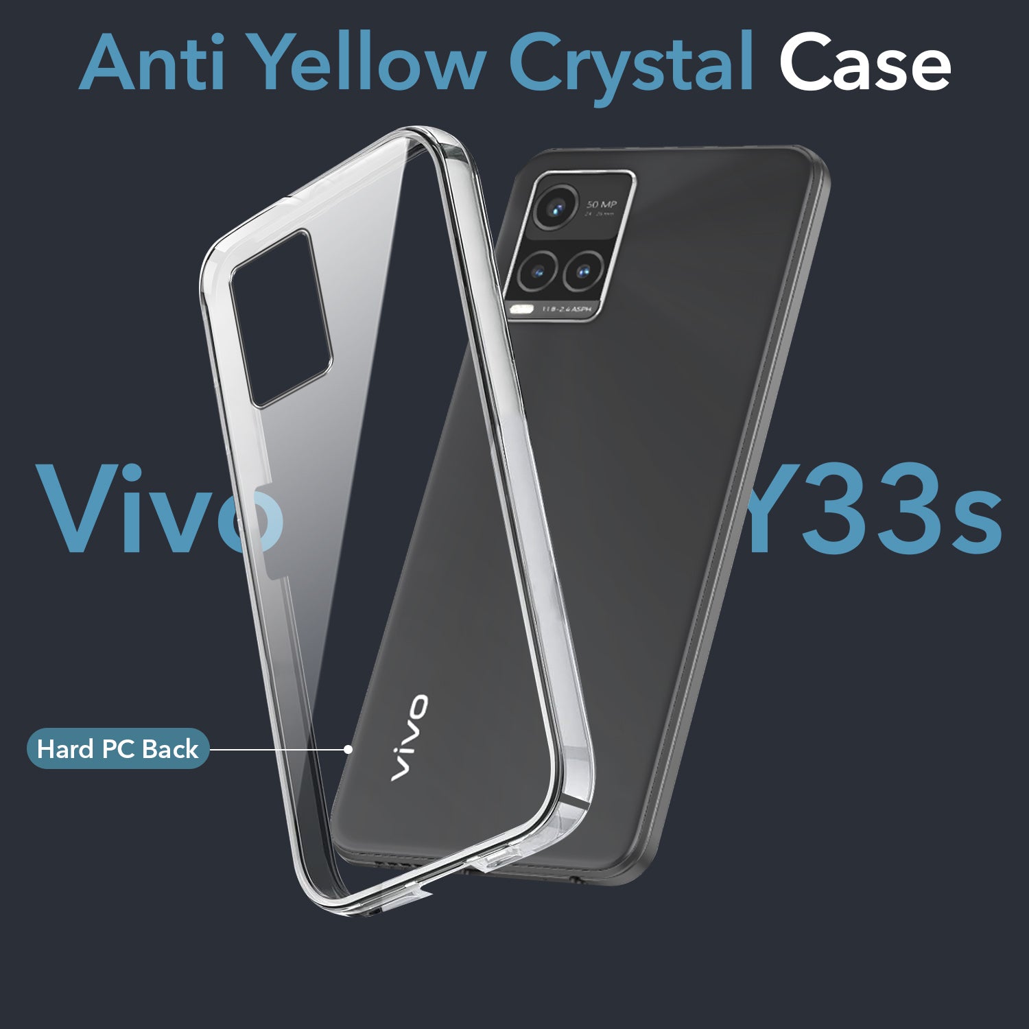 For Vivo Y33s Back Cover Case (Hard Anti Yellow Clear Case | Drop & Camera Protection | Shockproof Polycarbonate)