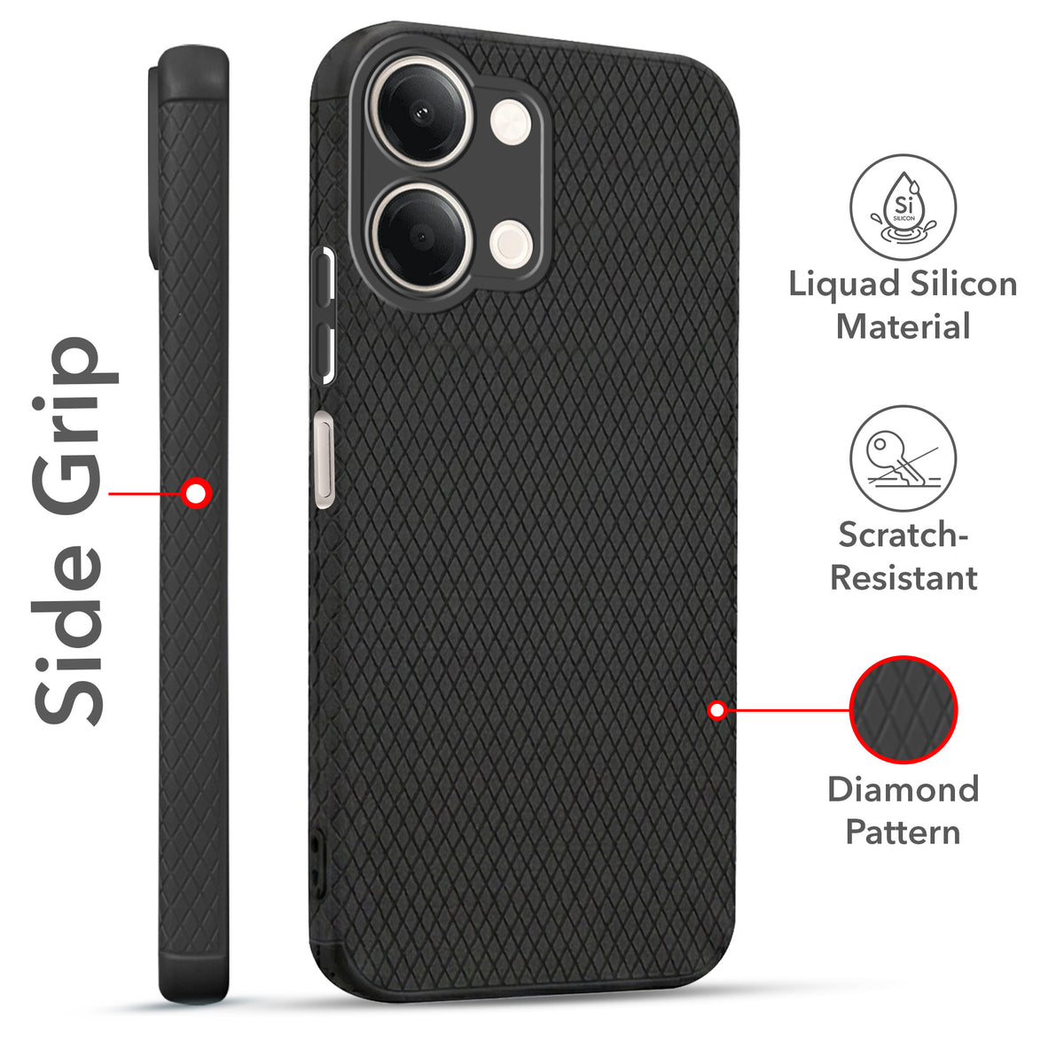 For Vivo Y05 (4G) | Vivo T5 Lite (5G)  Combo with Back Cover and 9H Tempered Glass (Liquid Silicone | Camera Protection | Oleophobic Coating Screen Glass)