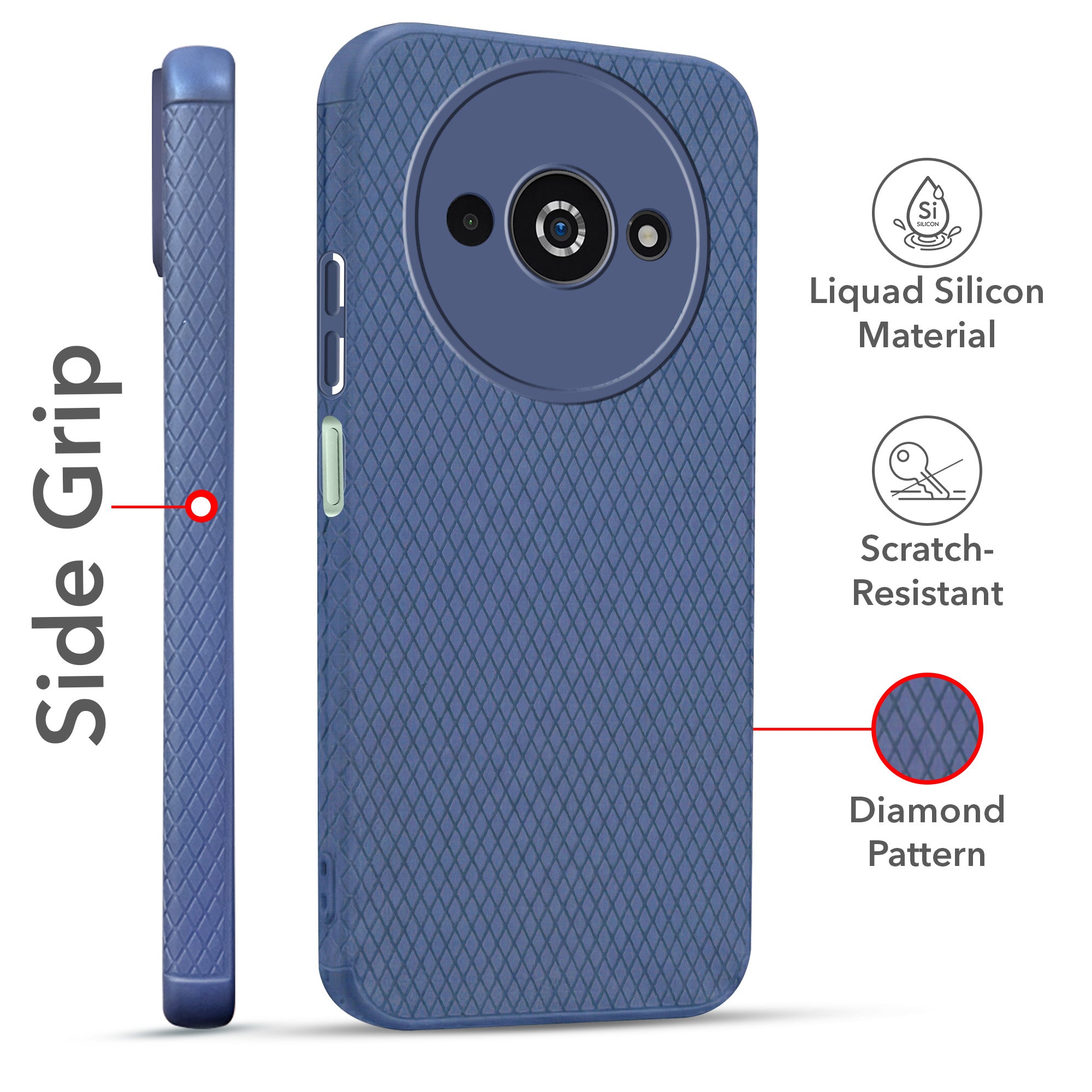 For Xiaomi Poco C61 Combo with Back Cover and 9H Tempered Glass (Liquid Silicone | Camera Protection | Oleophobic Coating Screen Glass)