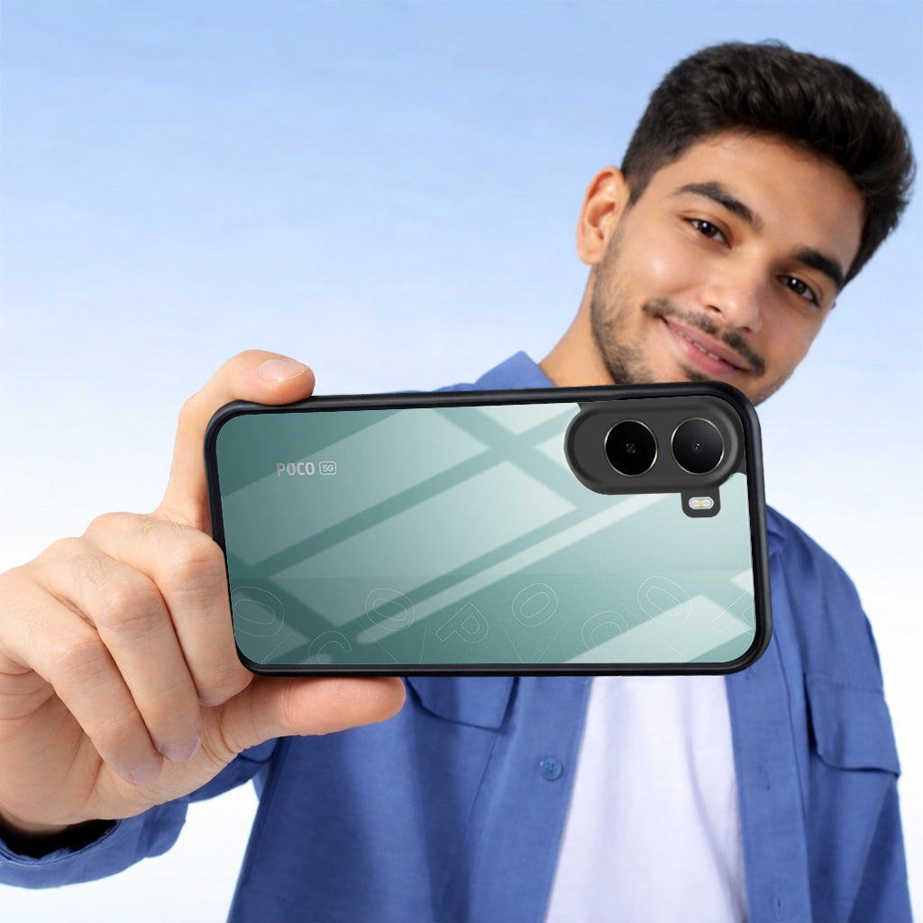 For Poco C85x 5G Combo with Back Cover and 9H Tempered Glass (Lifetime Anti-Yellow | Crystal Clear Shockproof | Oleophobic Coating Screen Glass)