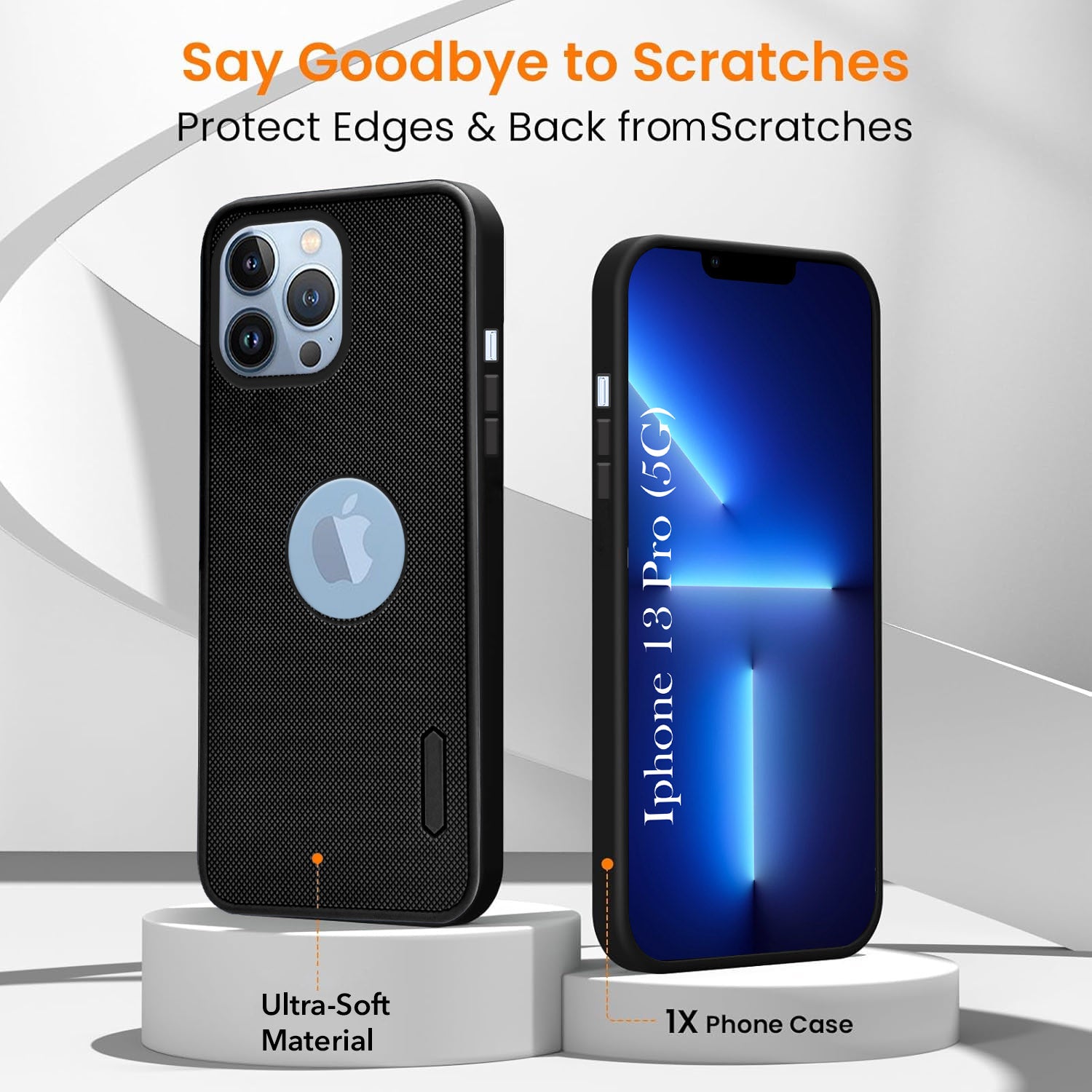 For Apple iPhone 13 Pro Combo with Back Cover and 9H Tempered Glass (Textured Grip Design | Micro-Fiber Cloth Inside | Oleophobic Coating Screen Glass)