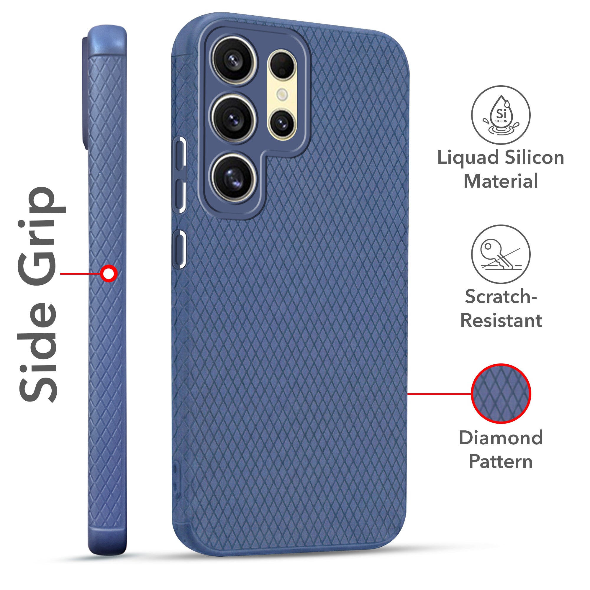 For Samsung Galaxy S24 Ultra Combo with Back Cover and 9H Tempered Glass (Liquid Silicone | Camera Protection | Oleophobic Coating Screen Glass)