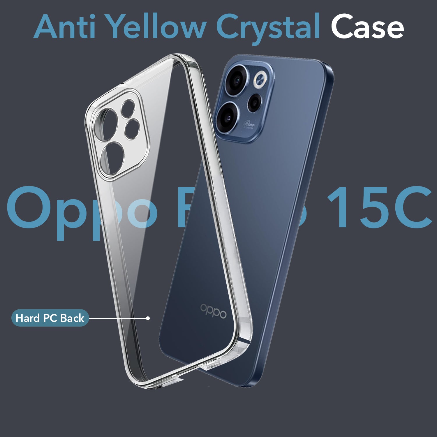 For Oppo Reno 15c Lifetime Anti-Yellow Clear Back Cover Case (Sleek Hard Crystal | Shockproof and Camera Protection)