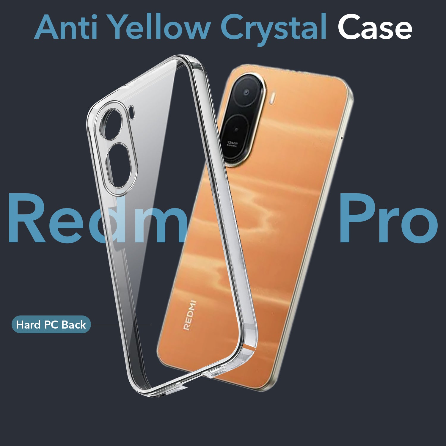 For Redmi A7 Pro Back Cover Case Lifetime Anti-Yellow Clear (Sleek Hard Crystal | Shockproof and Camera Protection)