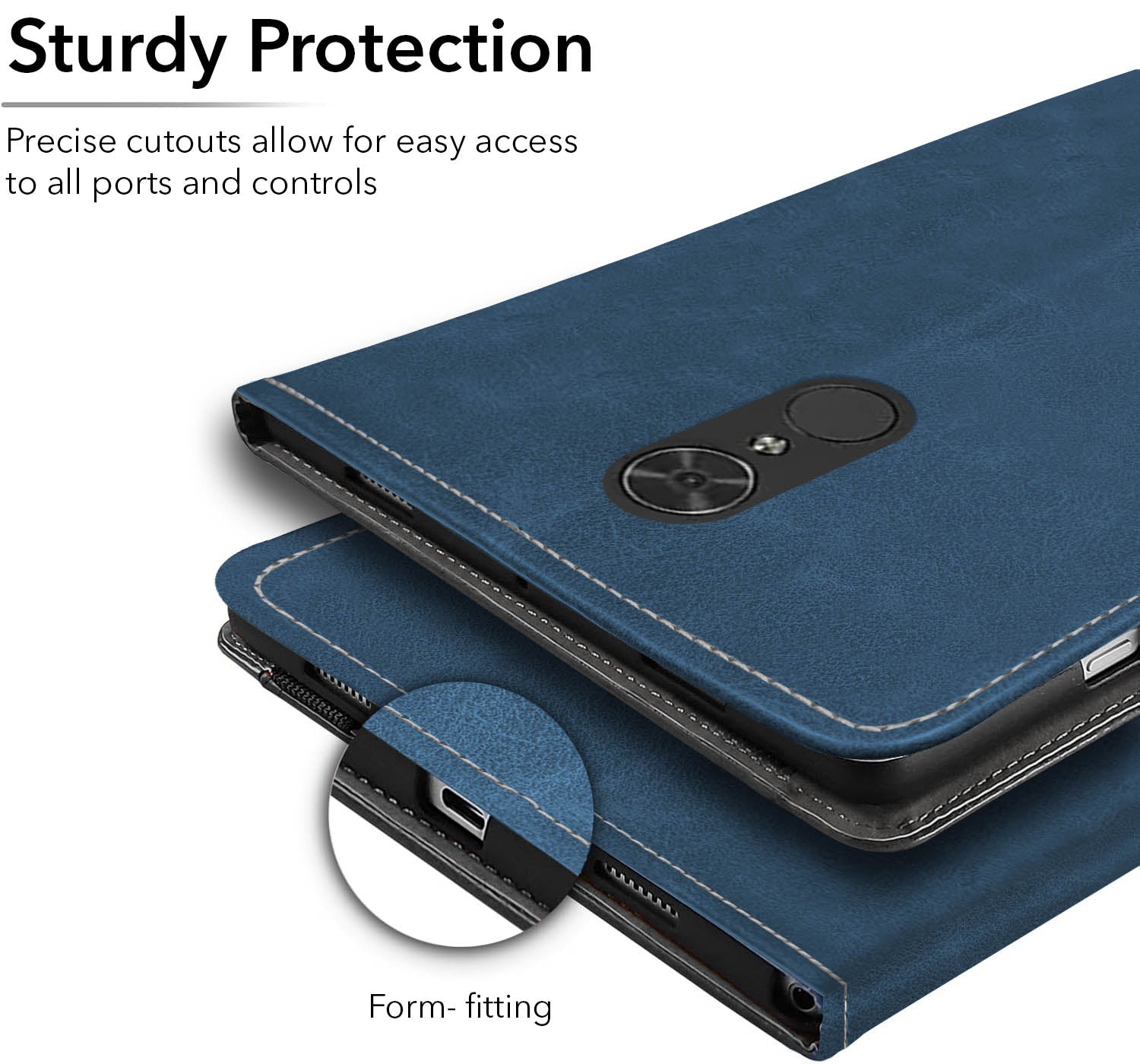 For Flip Cover Folio Case Lenovo Tab V7 (PB-6505M, PB-6505MC) 8 Inch (PU Leather | Multi-Angle Smart Stand | Card Storage Slots | Silicone Back Pouch)