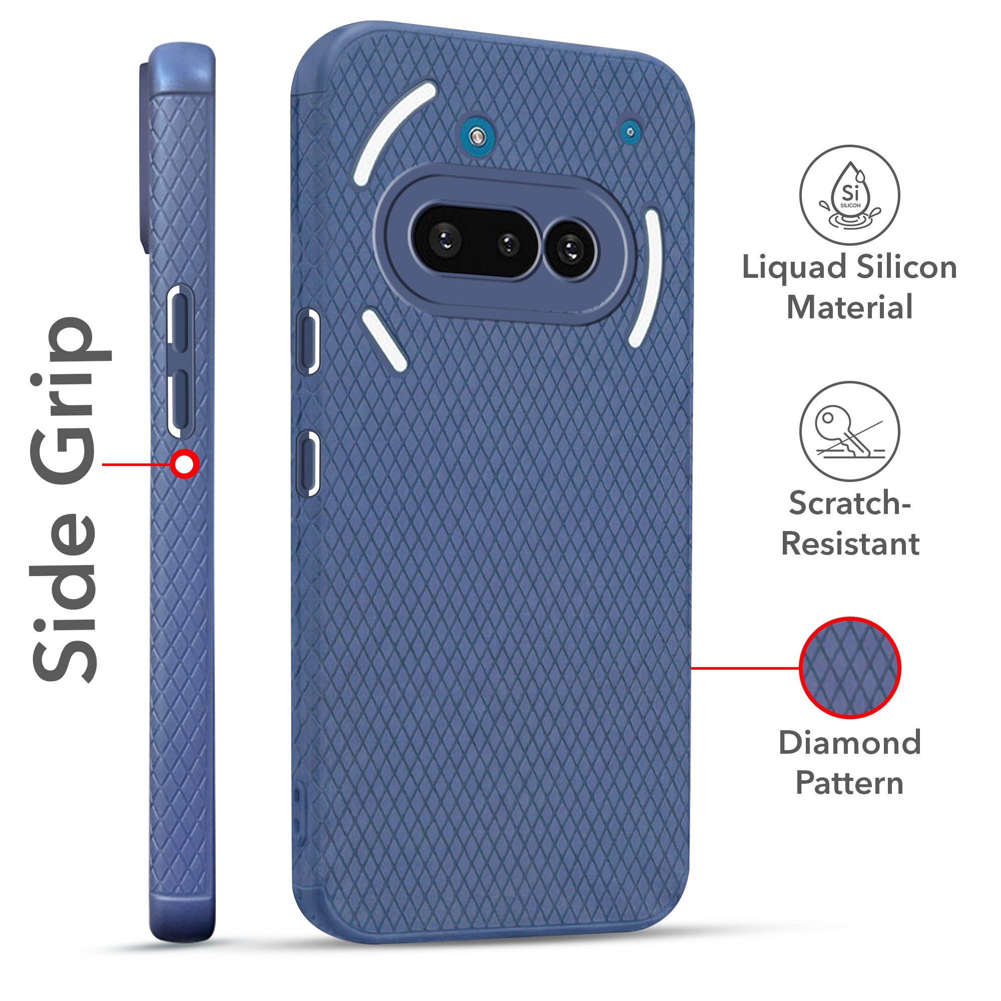 For Nothing Phone 3A Combo with Back Cover and 9H Tempered Glass (Liquid Silicone | Camera Protection | Oleophobic Coating Screen Glass)