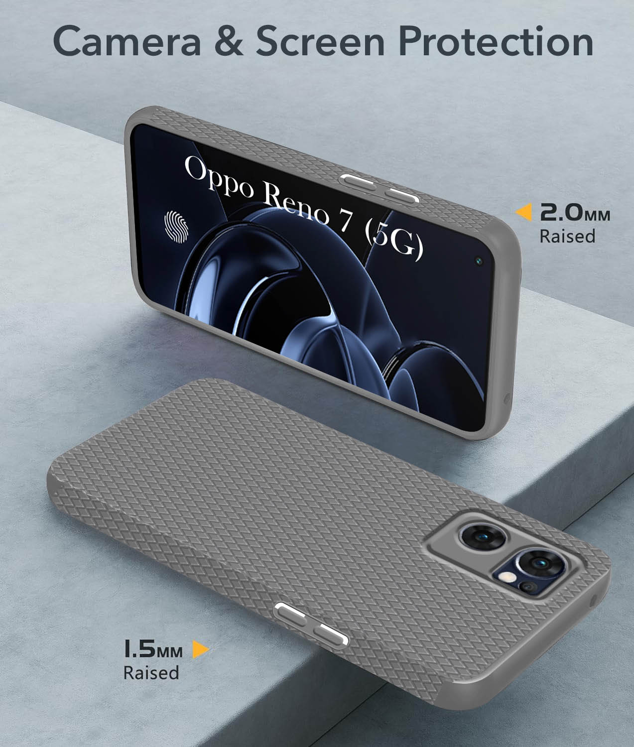 For Oppo Reno7 5G | Reno 7 5G Back Cover Case (Camera Protection | Side Grip Texture | Soft and Flexible)