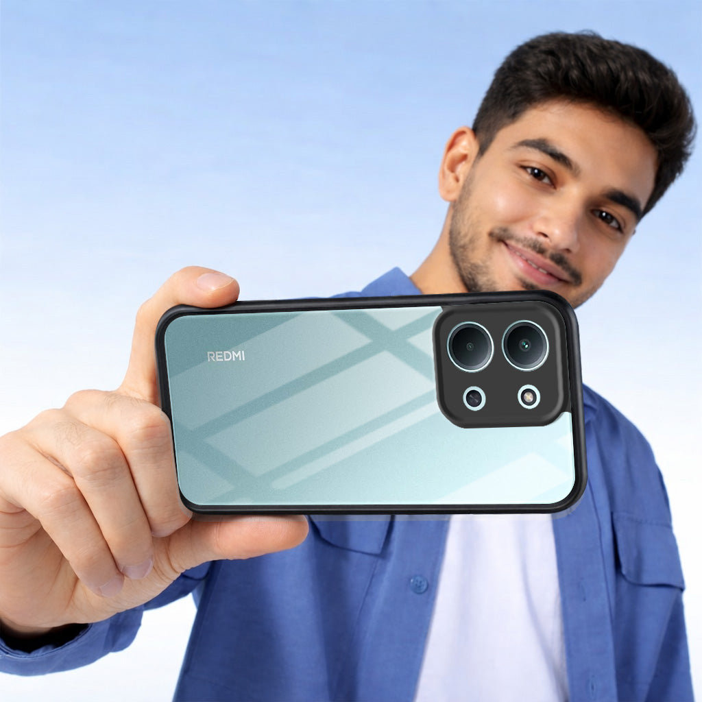 For Poco C85 5G Combo with Back Cover and 9H Tempered Glass (Lifetime Anti-Yellow | Crystal Clear Shockproof | Oleophobic Coating Screen Glass)