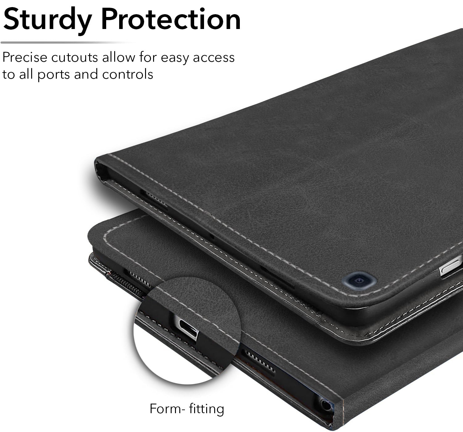 For Samsung Galaxy Tab A (2019) 10.1 Inch SM-T515/T510 Flip Cover Folio Case (PU Leather | Multi-Angle Smart Stand | Card Storage Slots | Silicone Back Pouch)