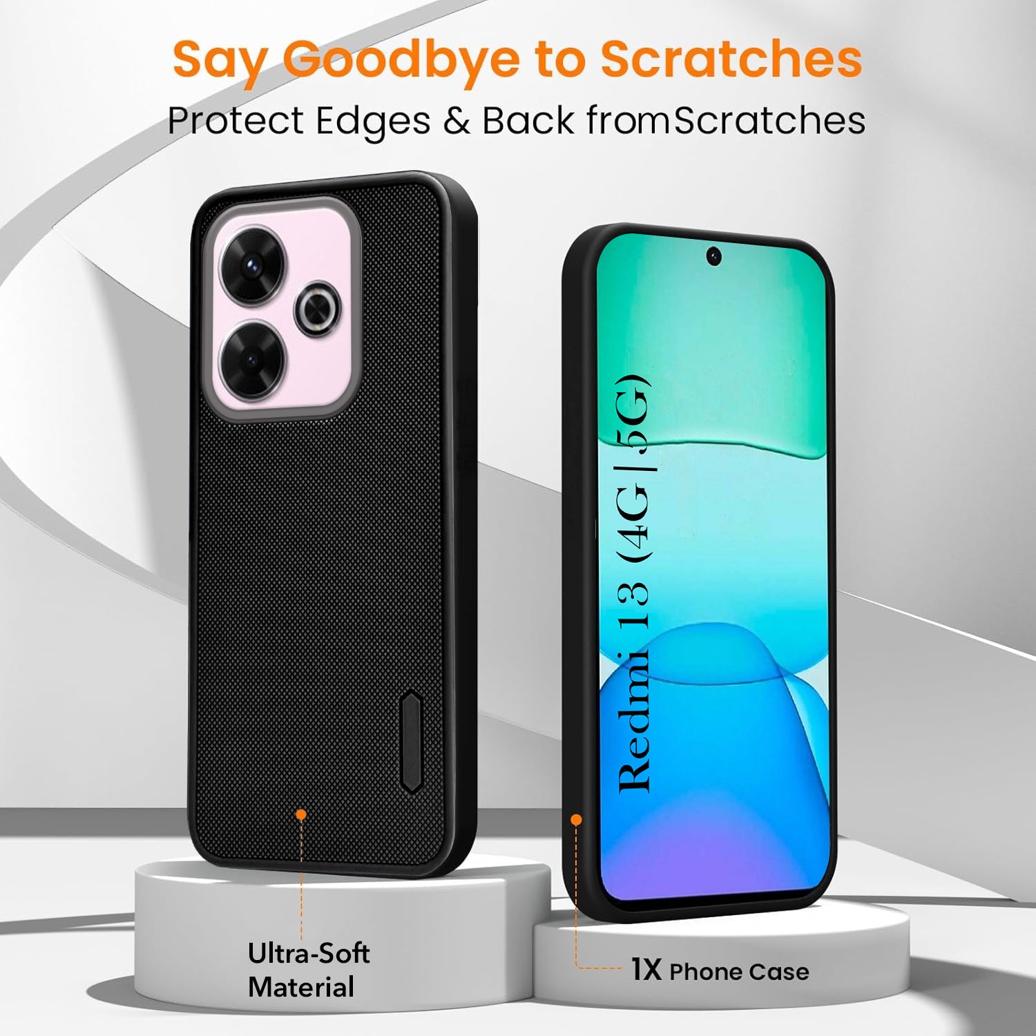 For Xiaomi Mi Redmi 13 4G | 5G Combo with Back Cover and 9H Tempered Glass (Textured Grip Design | Micro-Fiber Cloth Inside | Oleophobic Coating Screen Glass)
