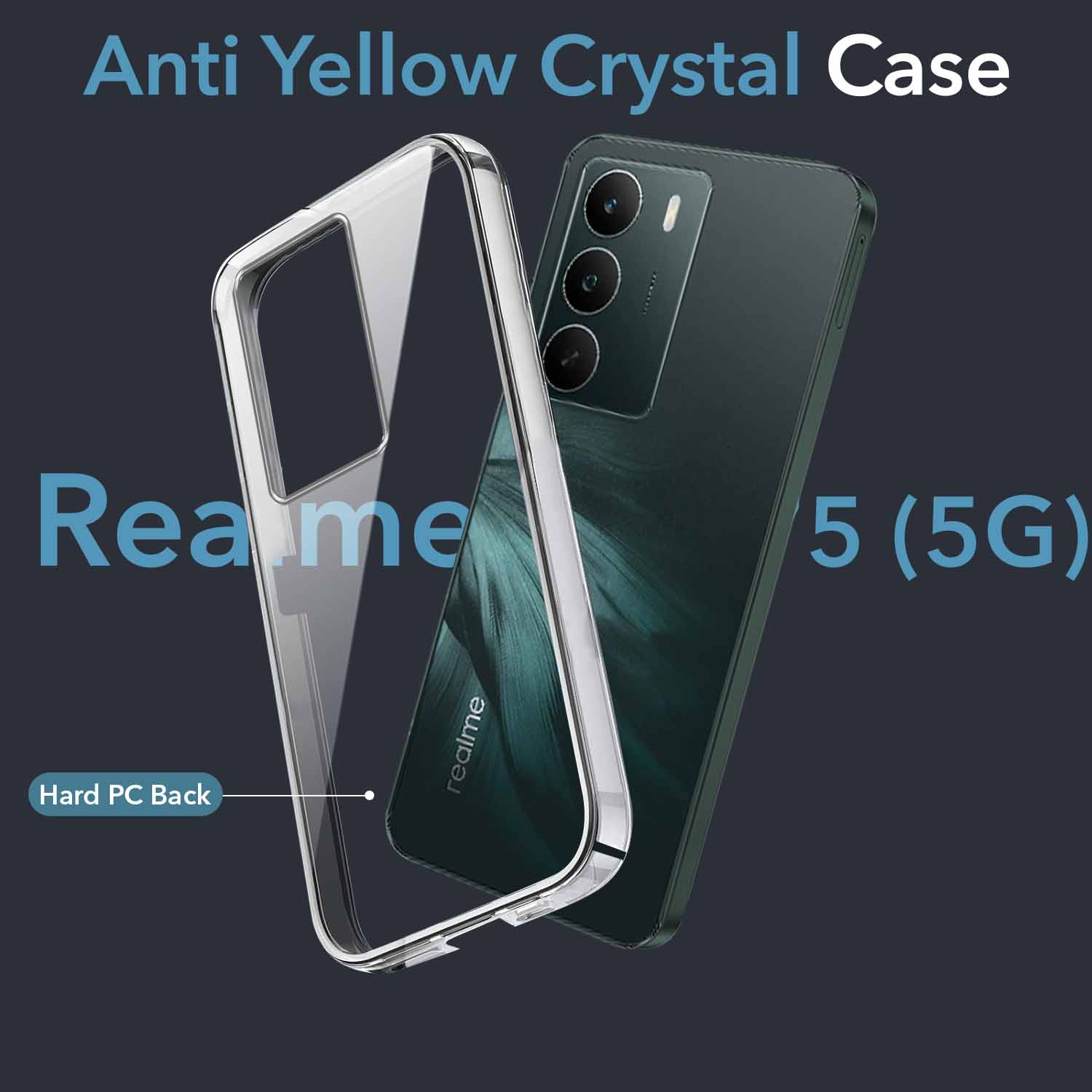 For Realme C75 5G Lifetime Anti-Yellow Clear Back Cover Case (Sleek Hard Crystal | Shockproof and Camera Protection)