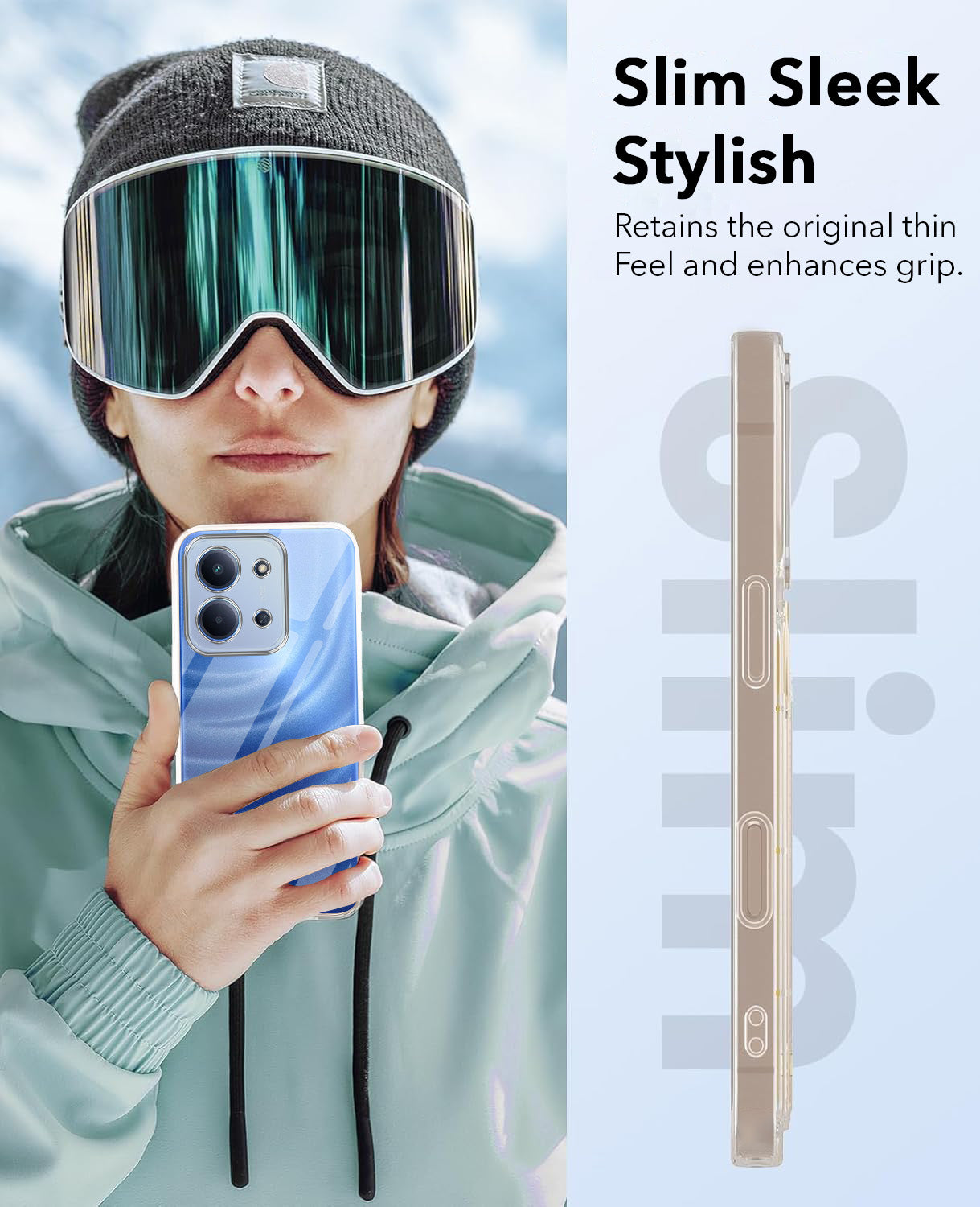 For Redmi 15C Combo with Back Cover and 9H Tempered Glass (Lifetime Anti-Yellow | Sleek Hard Crystal | Oleophobic Coating Screen Glass)
