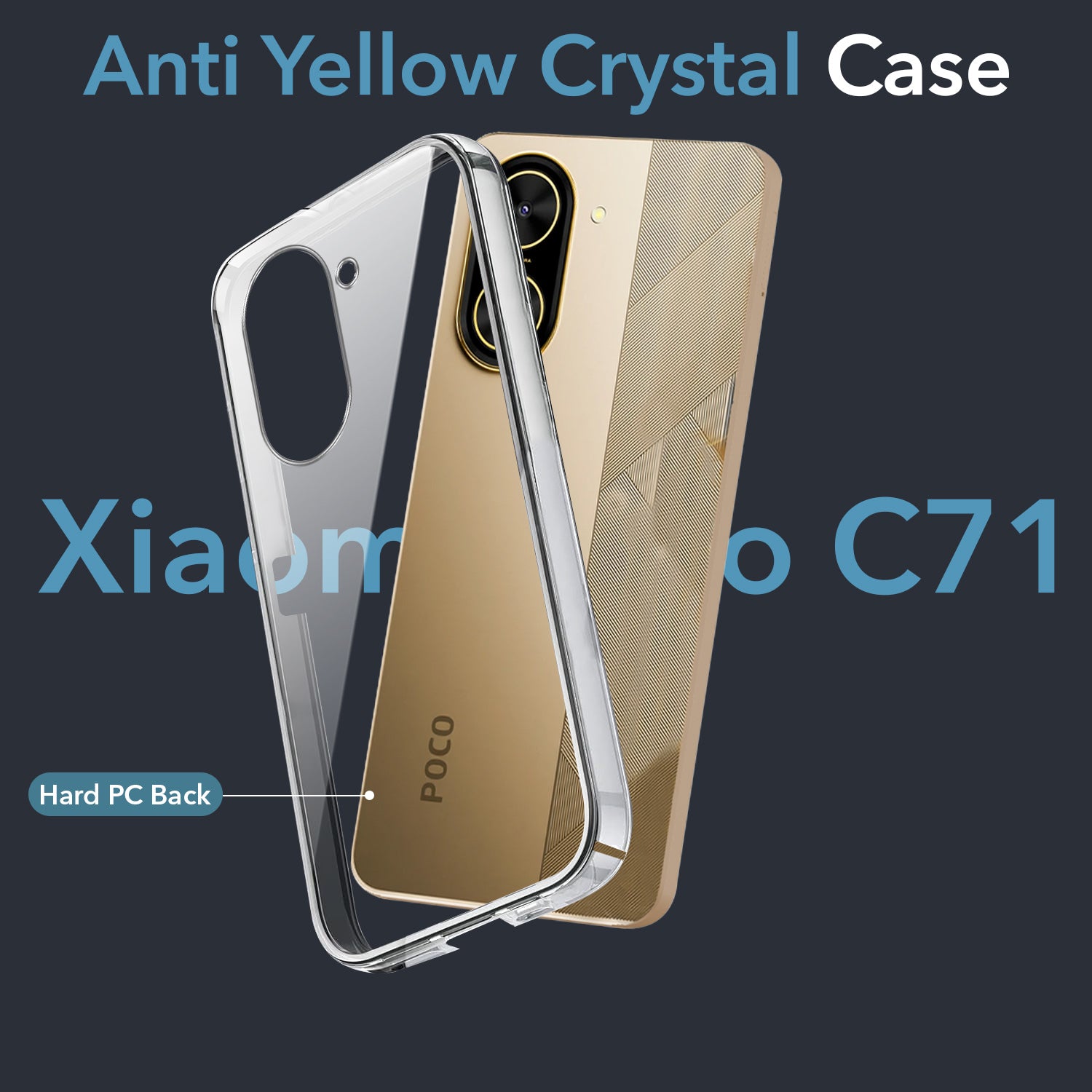 For Poco C71 Back Cover Case (Sleek Hard Crystal | Shockproof and Camera Protection)