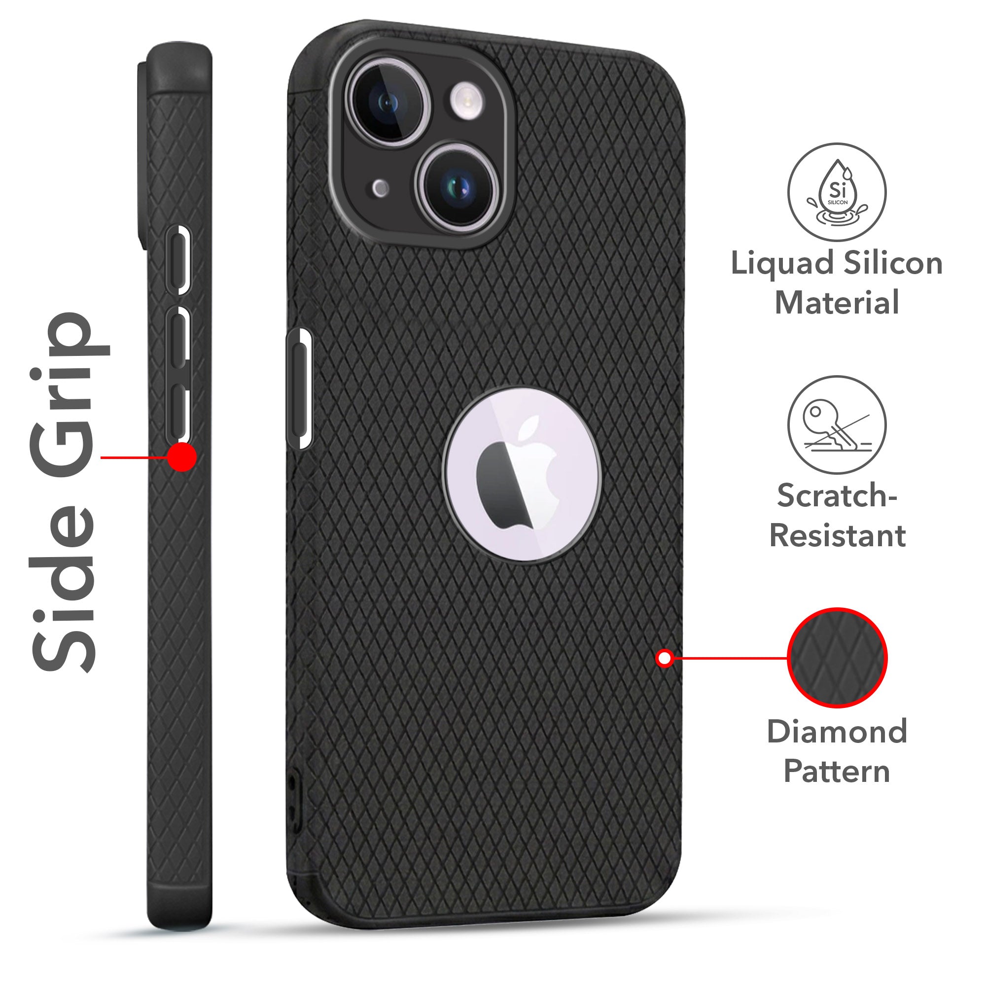 For Apple iPhone 14 Combo with Back Cover and 9H Tempered Glass (Liquid Silicone | Camera Protection | Oleophobic Coating Screen Glass)