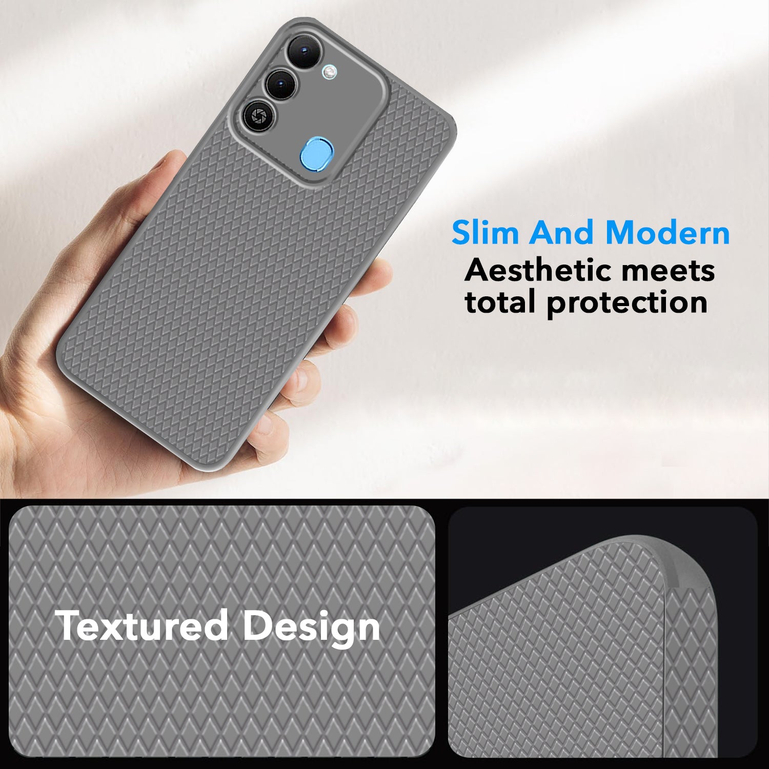 For Tecno Spark 9 Back Cover Case (Liquid Silicone | Side Grip | Camera Protection)
