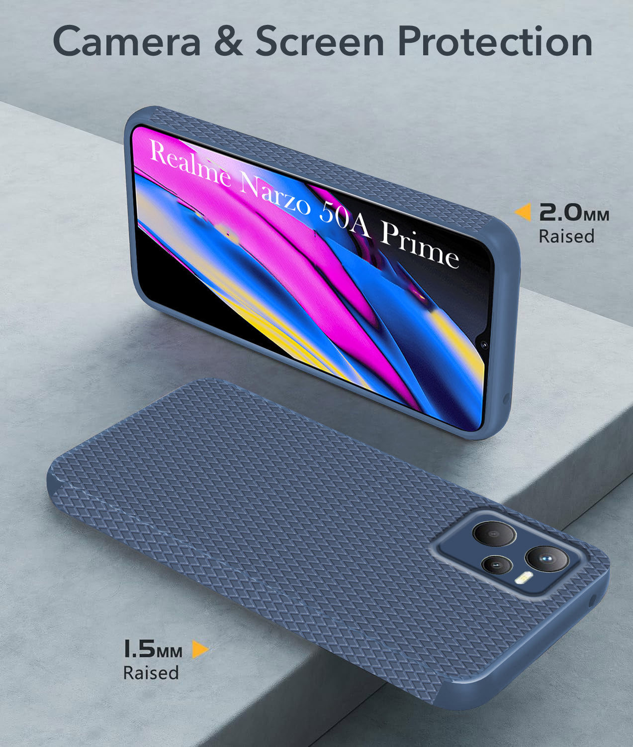 For Realme Narzo 50A Prime Back Cover Case (Liquid Silicone | Side Grip | Camera Protection)