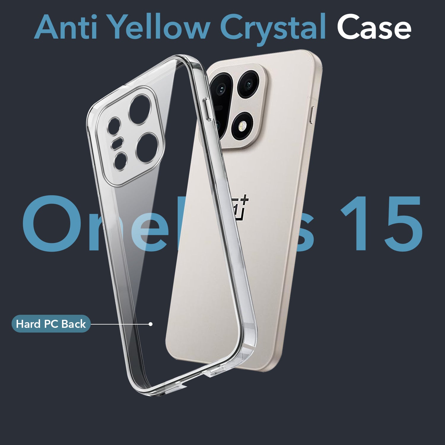 For OnePlus 15 5G Back Cover Case Lifetime Anti-Yellow Clear (Sleek Hard Crystal | Shockproof and Camera Protection)