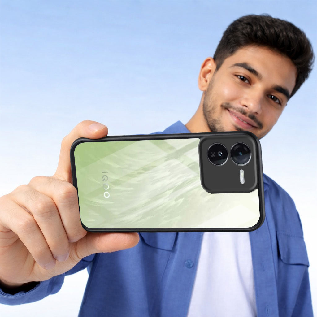 For Vivo IQOO Z9 5G Combo with Back Cover and 9H Tempered Glass (Lifetime Anti-Yellow | Crystal Clear Shockproof | Oleophobic Coating Screen Glass)