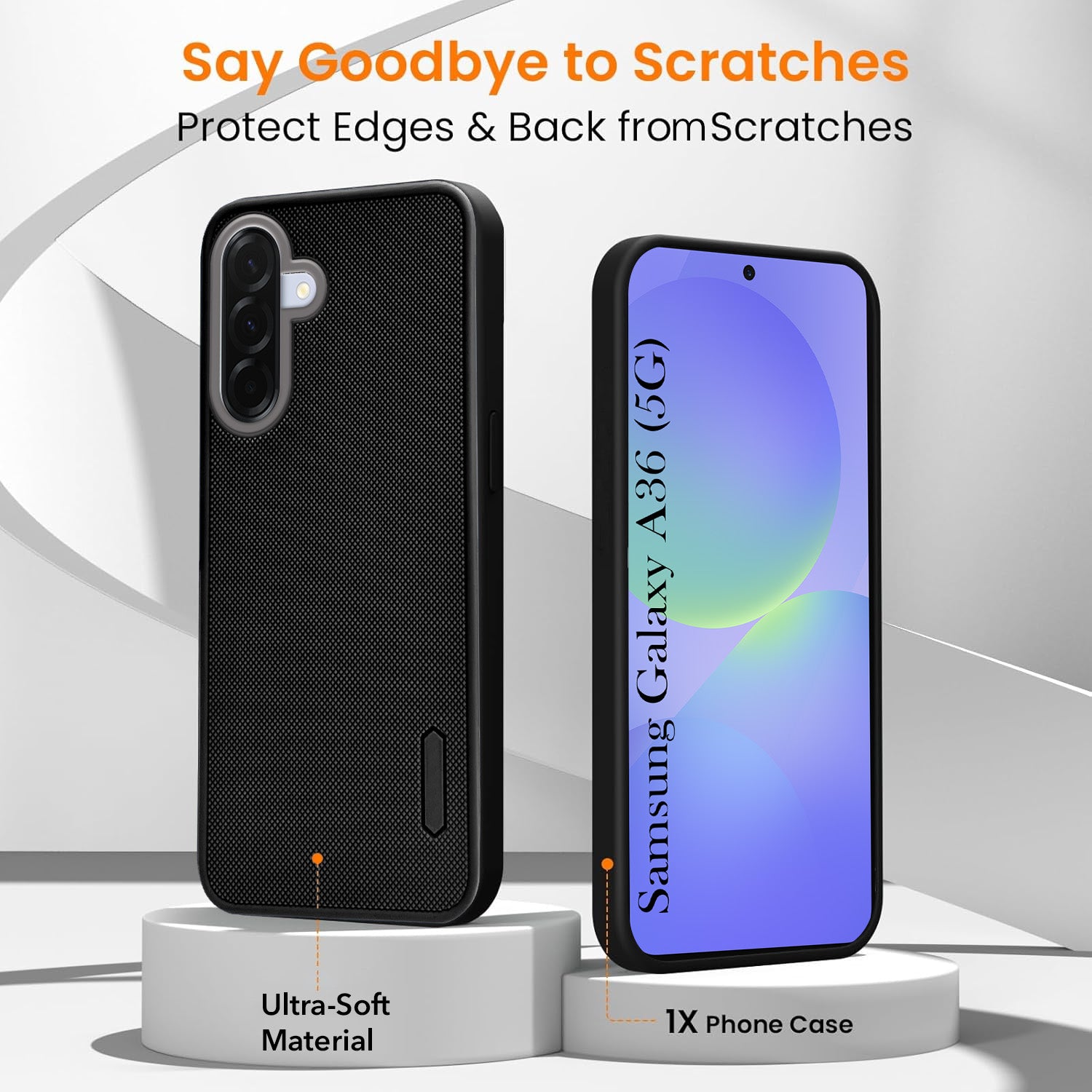 For Samsung Galaxy A36 5G Combo with Back Cover and 9H Tempered Glass (Textured Grip Design | Micro-Fiber Cloth Inside | Oleophobic Coating Screen Glass)