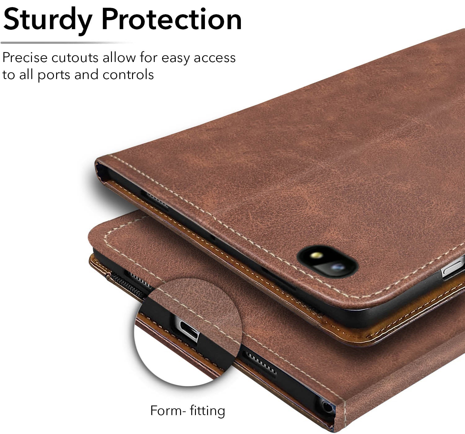 For Flip Cover Folio Case Lava Aura T81N  (UPGOVT) 8 Inch (PU Leather | Multi-Angle Smart Stand | Card Storage Slots | Silicone Back Pouch)