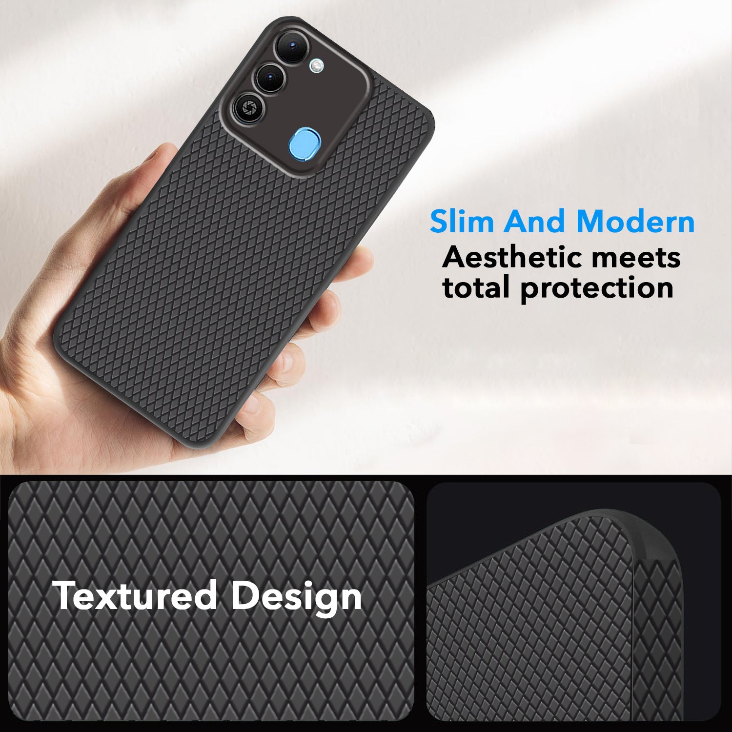 For Tecno Spark 9 Back Cover Case (Liquid Silicone | Side Grip | Camera Protection)