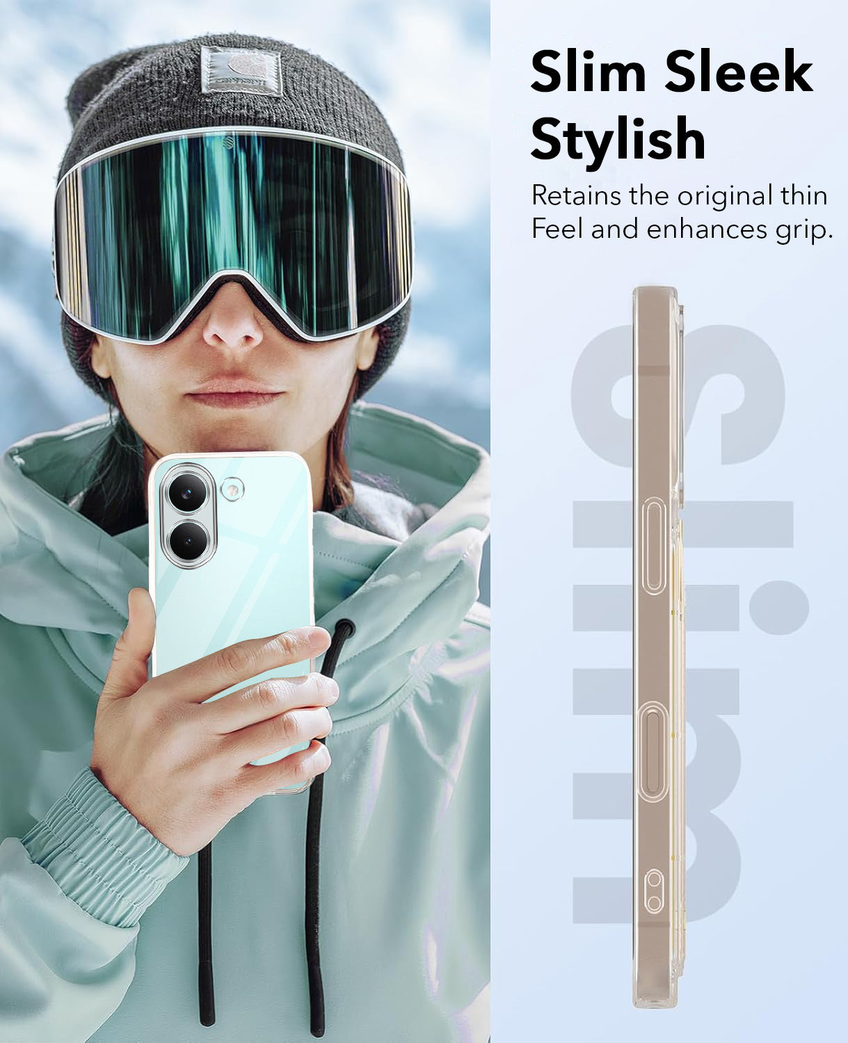 For Poco X8 Pro Combo with Back Cover and 9H Tempered Glass (Lifetime Anti-Yellow | Sleek Hard Crystal | Oleophobic Coating Screen Glass)