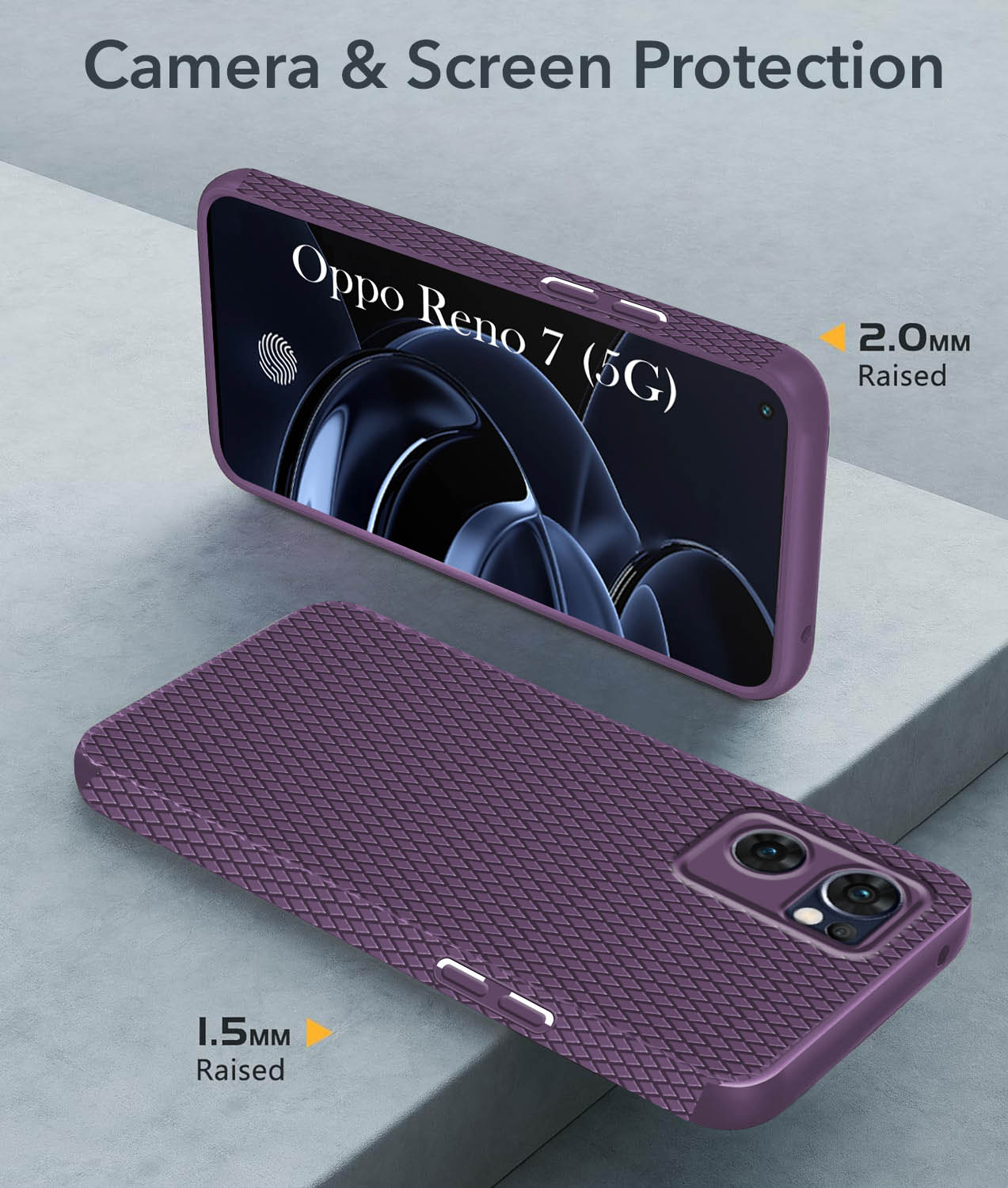 For Oppo Reno7 5G | Reno 7 5G Back Cover Case (Camera Protection | Side Grip Texture | Soft and Flexible)