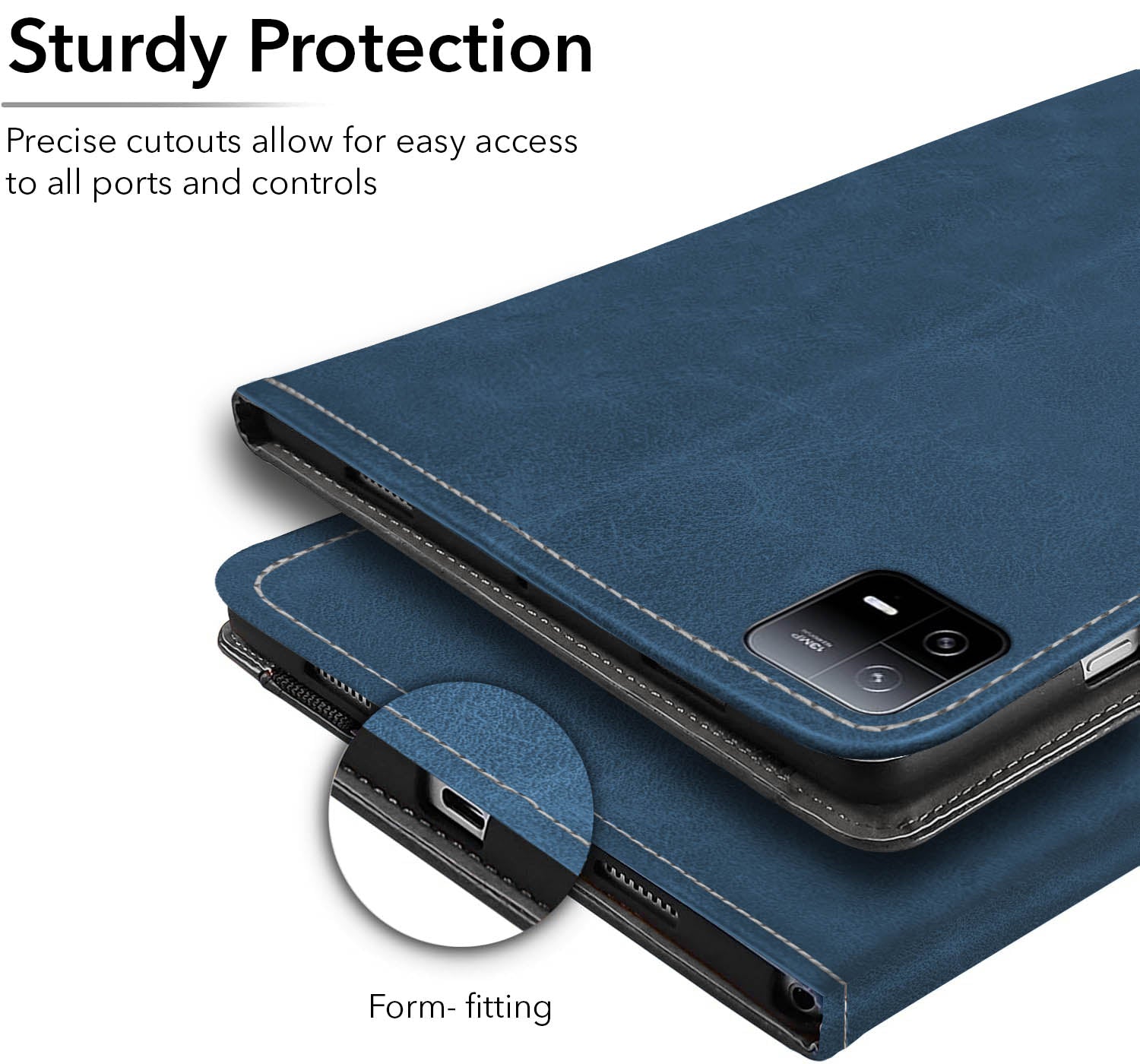 For Xiaomi Pad 6 11 Inch 23043RP34C/23043RP34G/23043RP34I Flip Cover Folio Case(PU Leather | Multi-Angle Smart Stand | Card Storage Slots | Silicone Back Pouch)