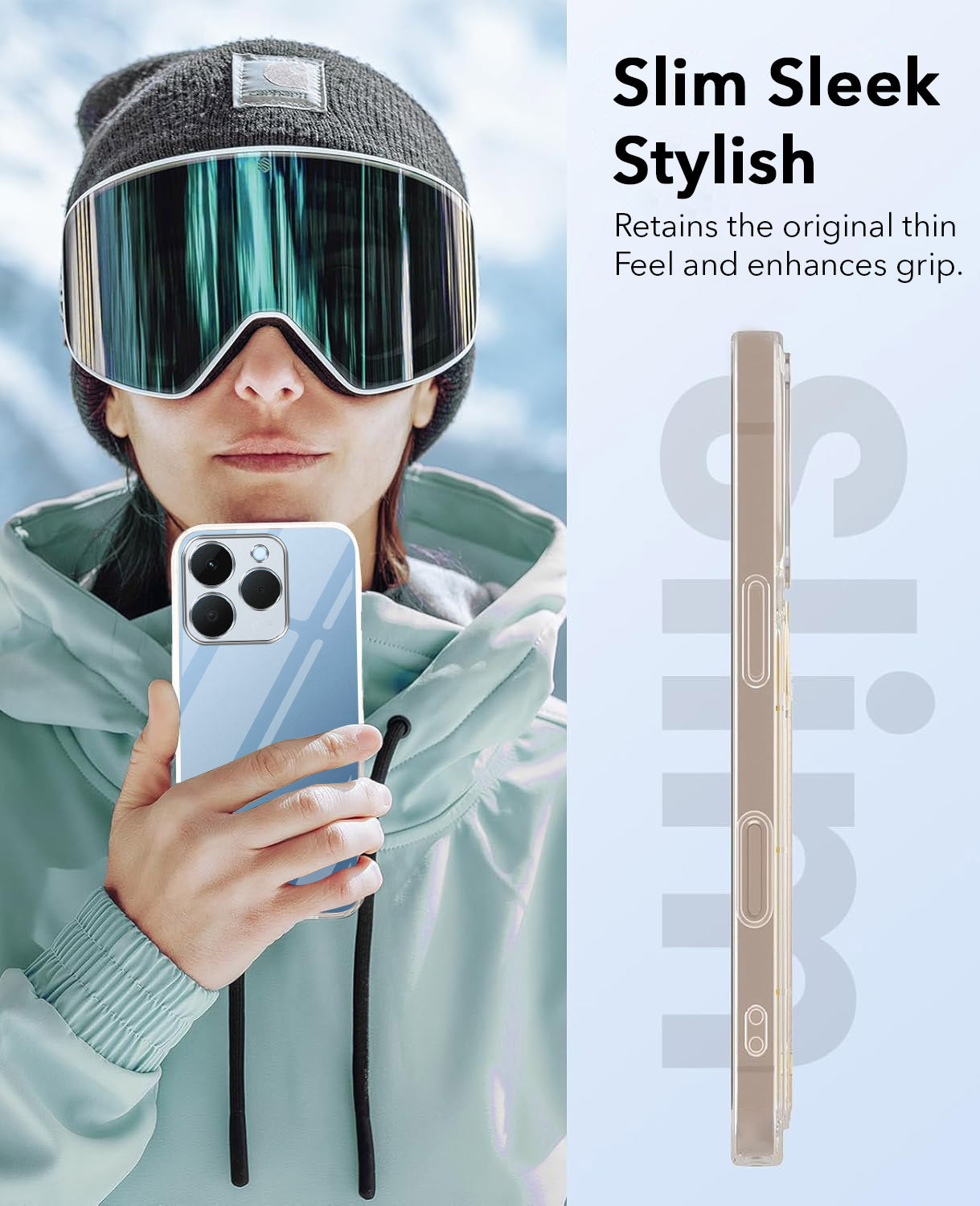 For Realme 15T | Realme Narzo 90 Combo with Back Cover and 9H Tempered Glass (Lifetime Anti-Yellow | Sleek Hard Crystal | Oleophobic Coating Screen Glass)