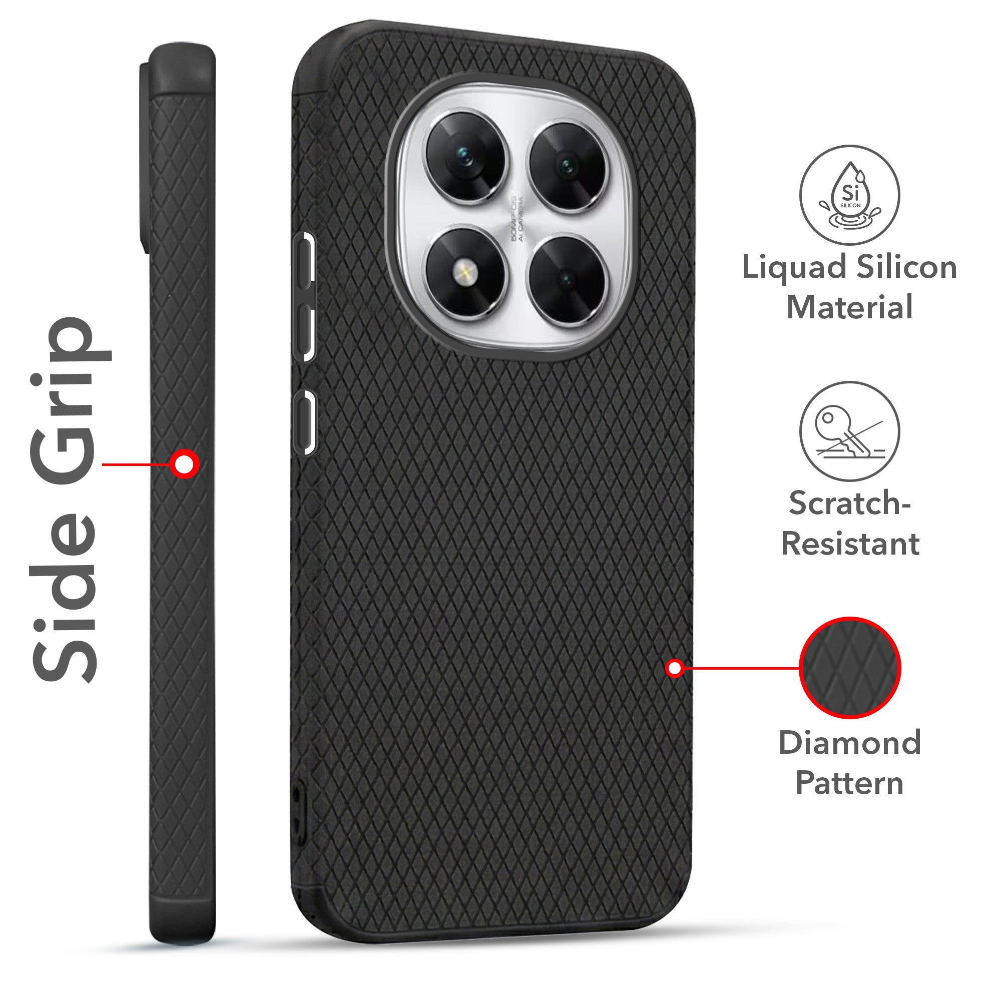 For Xiaomi Poco X7 Combo with Back Cover and 9H Tempered Glass (Liquid Silicone | Camera Protection | Oleophobic Coating Screen Glass)