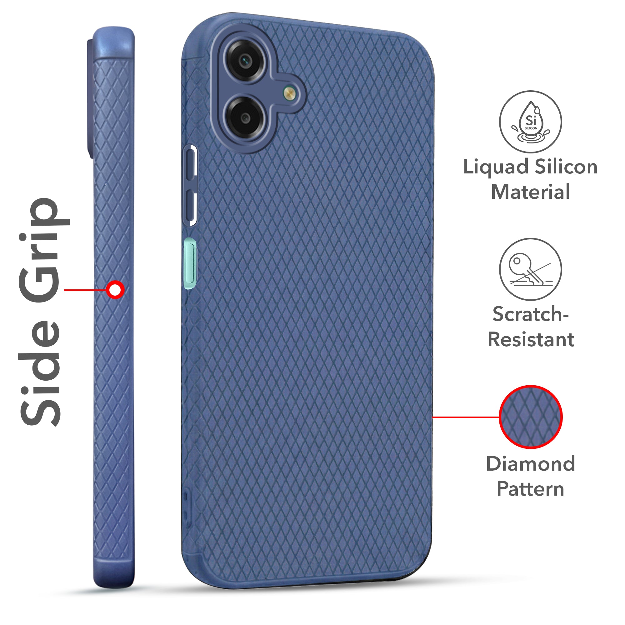 For Samsung Galaxy M07 | Samsung Galaxy F07 Combo with Back Cover and 9H Tempered Glass (Liquid Silicone | Camera Protection | Oleophobic Coating Screen Glass)