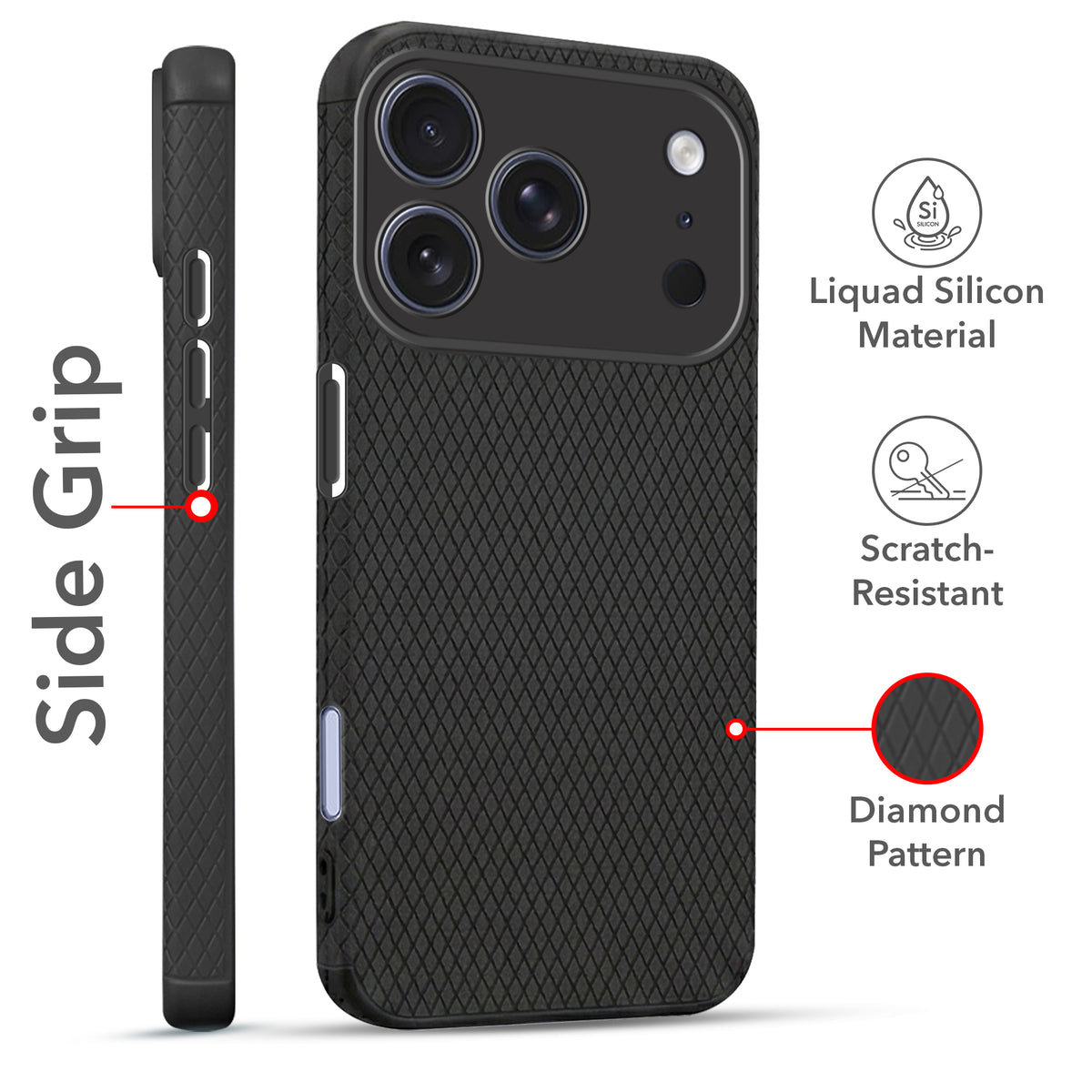 For iPhone 17 Pro Combo with Back Cover and 9H Tempered Glass (Liquid Silicone | Camera Protection | Oleophobic Coating Screen Glass)