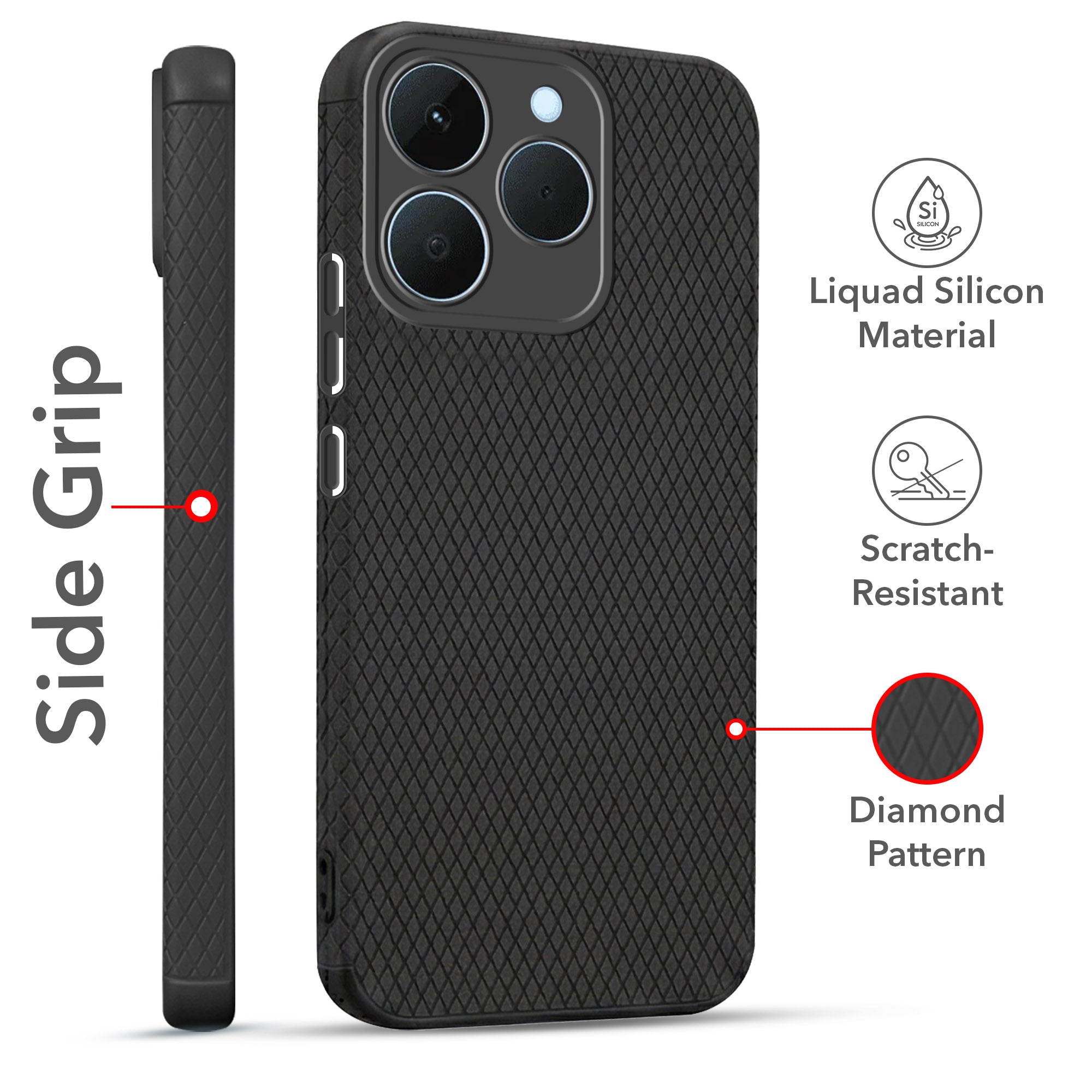 For Realme 15T | Realme Narzo 90 Combo with Back Cover and 9H Tempered Glass (Liquid Silicone | Camera Protection | Oleophobic Coating Screen Glass)