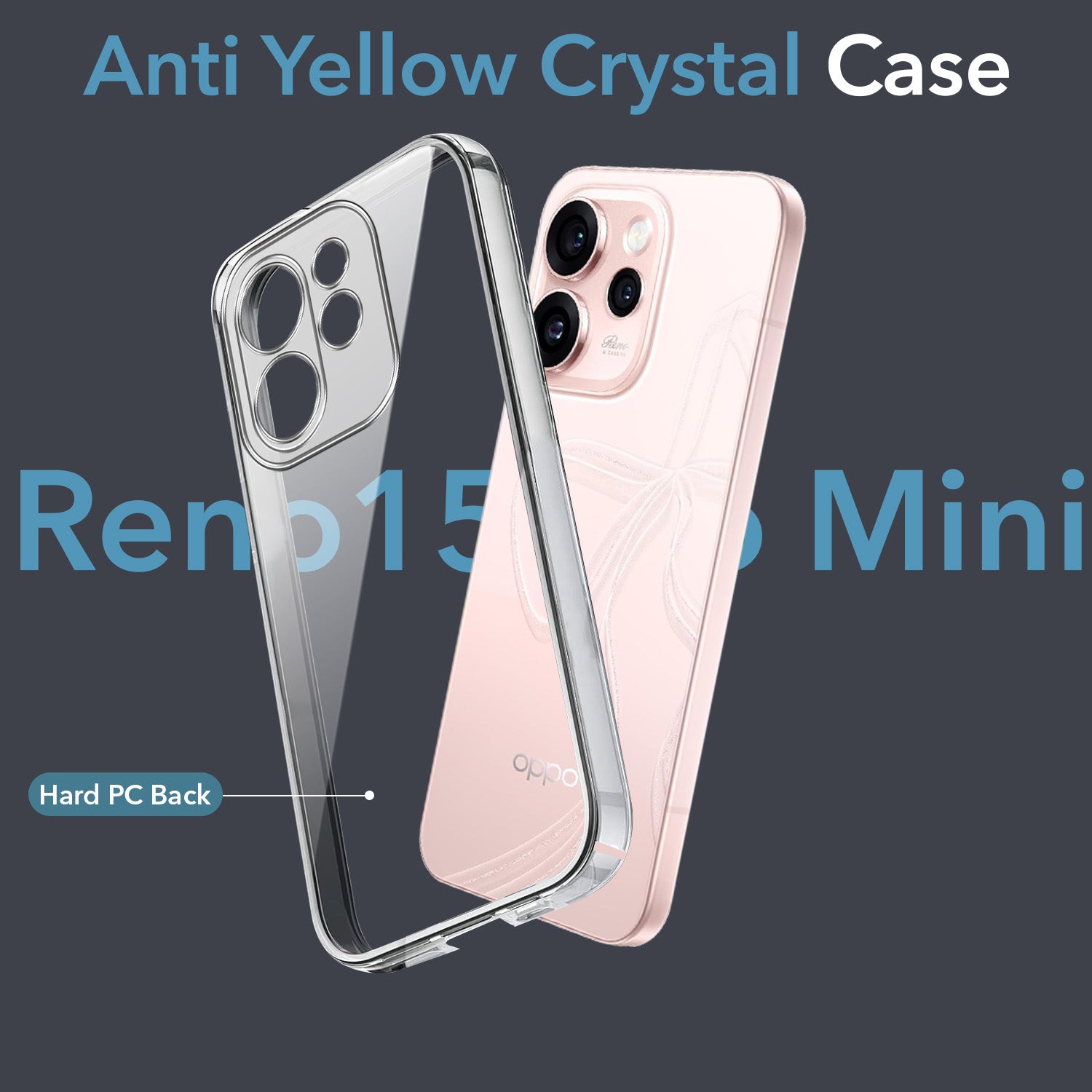 For Oppo Reno15 Pro Mini 5G | Oppo Reno 15 Pro Mini 5G Back Cover Case Lifetime Anti-Yellow Clear (Sleek Hard Crystal | Shockproof and Camera Protection)