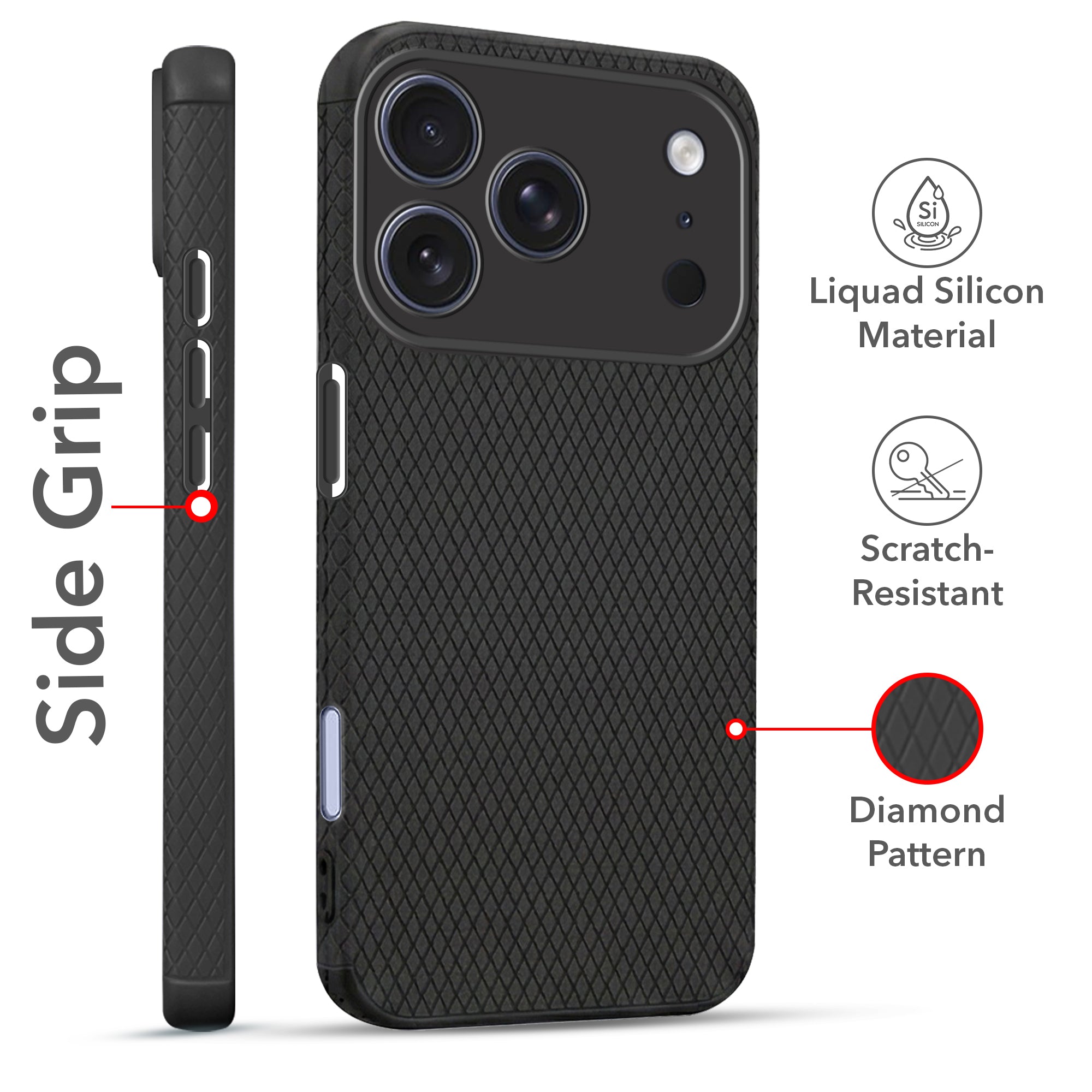 For Apple iPhone 17 Pro Combo with Back Cover and 9H Tempered Glass (Liquid Silicone | Camera Protection | Oleophobic Coating Screen Glass)